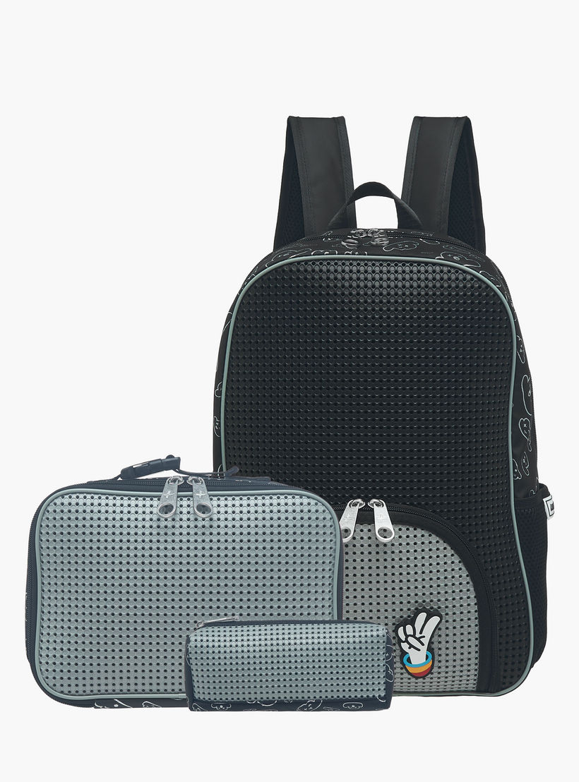 Light & Nine Textured Backpack with Adjustable Shoulder Straps and Zip Closure - 32x15x41 cms-school-bagsandbackpacks-backpacks-image-12