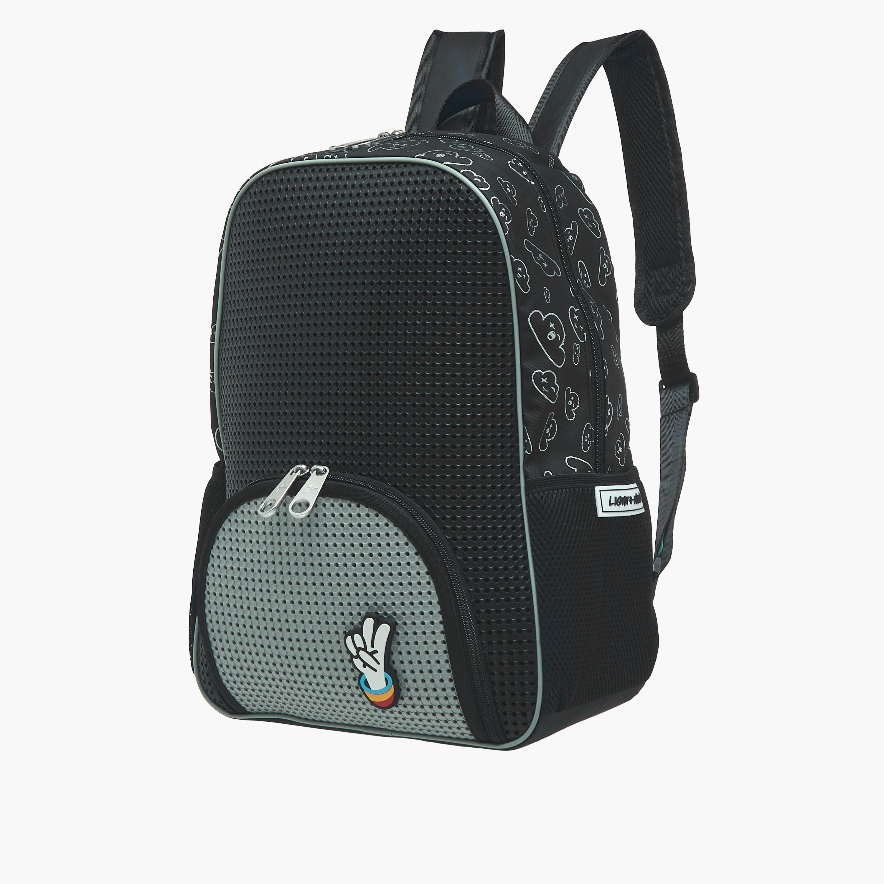 Light & Nine Textured Backpack with Adjustable Shoulder Straps and Zip Closure - 32x15x41 cms-school-bagsandbackpacks-backpacks-image-4