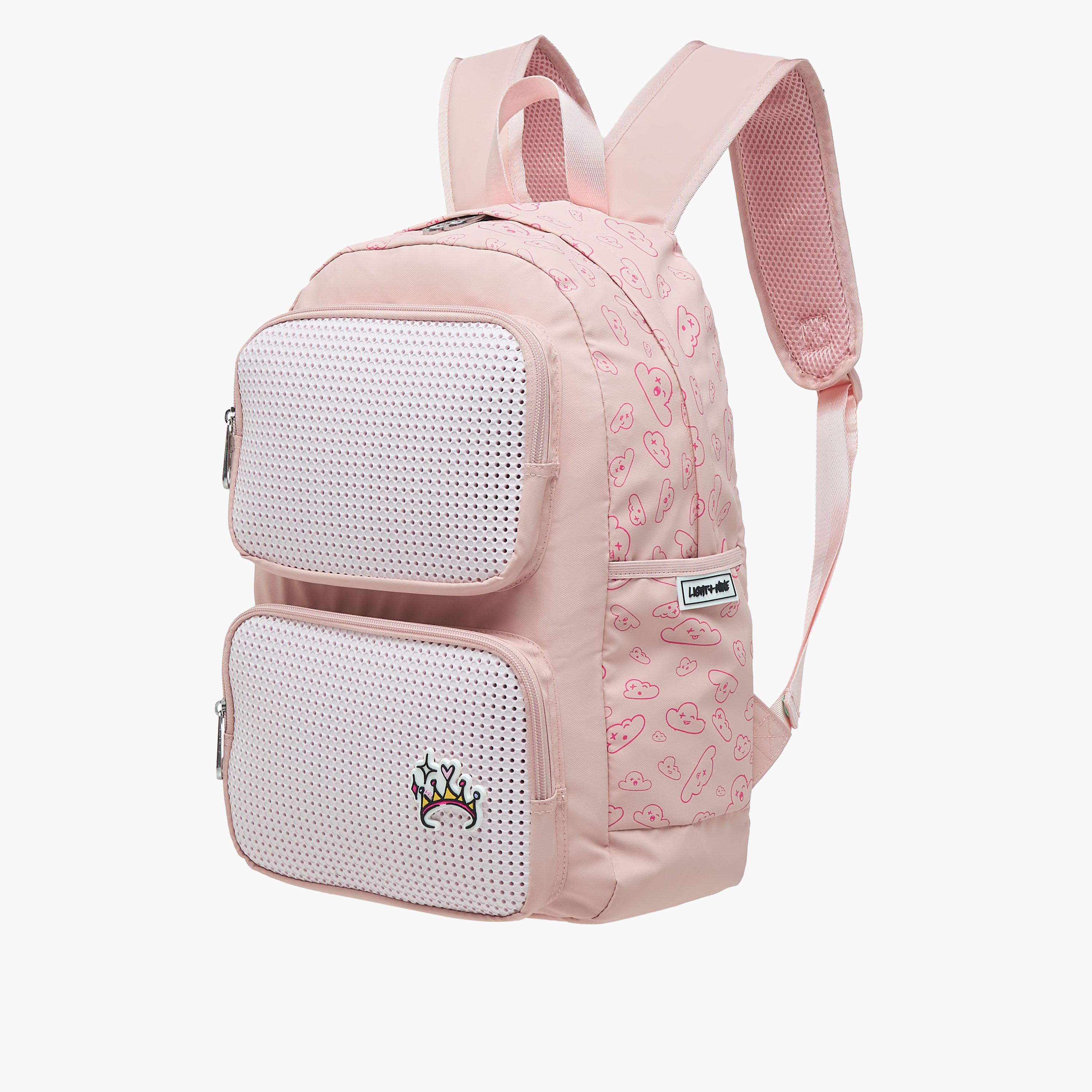 Light & Nine Jibbitz Detail Backpack with Adjustable Straps and Zip Closure - 44x31x14 cms-school-bagsandbackpacks-backpacks-image-2