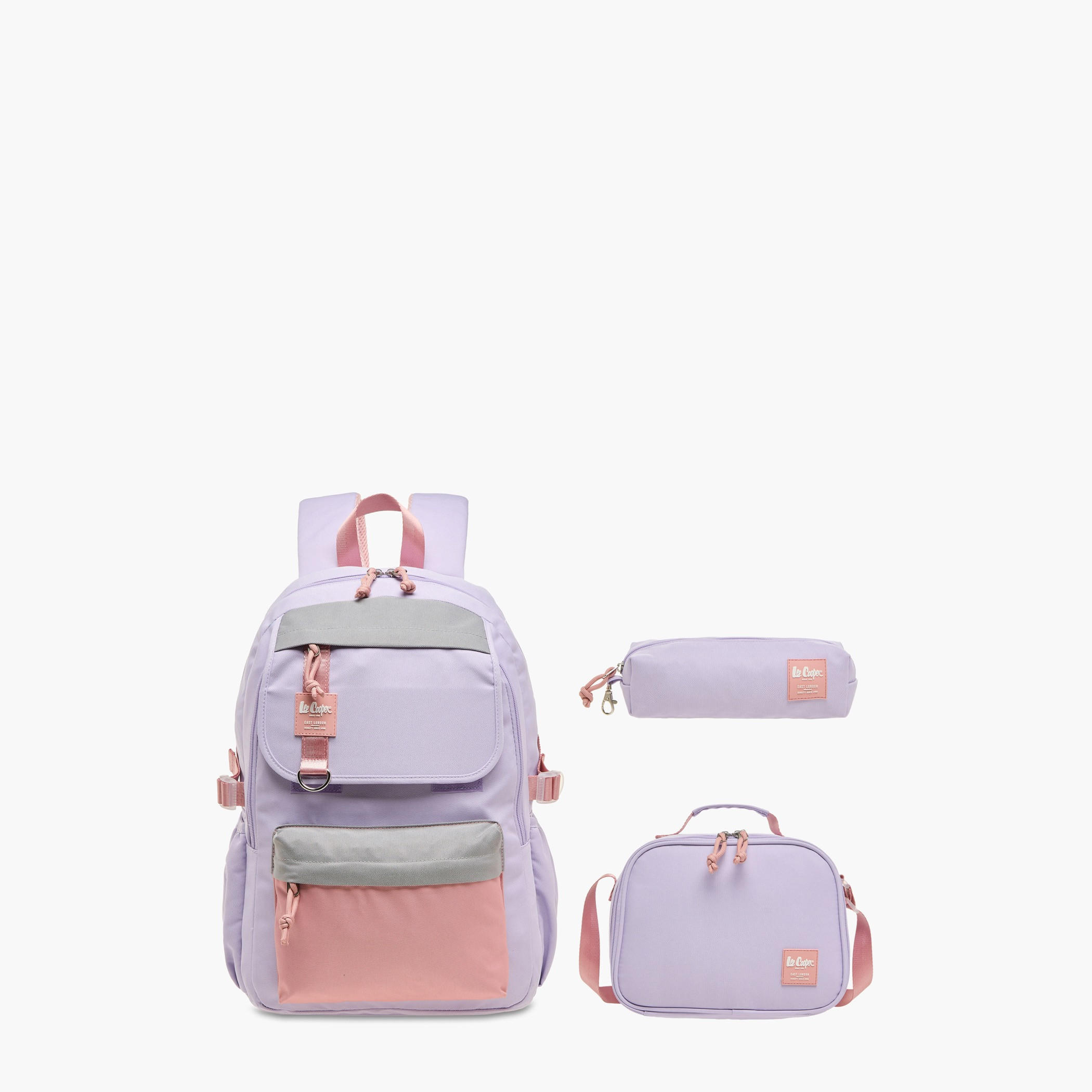 Lee Cooper Colourblock Backpack with Lunch Bag and Pencil Pouch set-school-bagsandbackpacks-sets-image-1