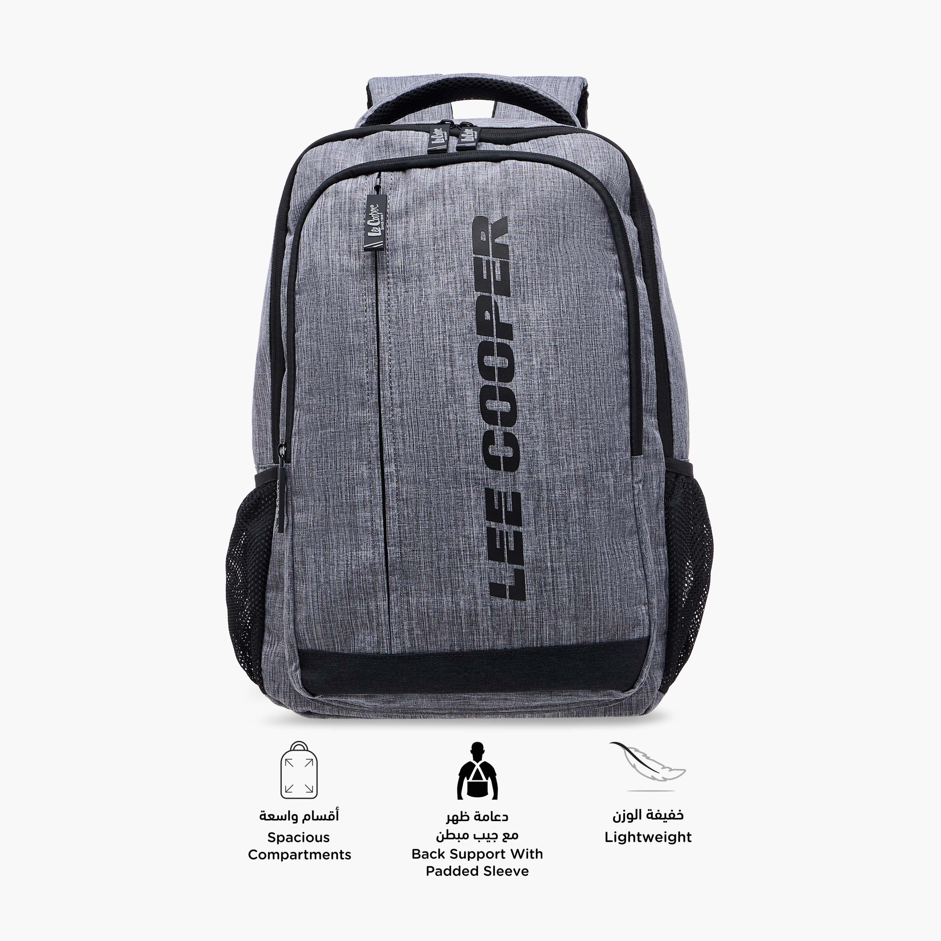 Lee Cooper Logo Print Backpack with Adjustable Shoulder Straps - 16x46x31 cm-school-bagsandbackpacks-backpacks-image-6