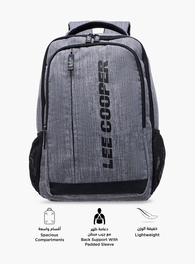 Lee Cooper Logo Print Backpack with Adjustable Shoulder Straps - 16x46x31 cm-school-bagsandbackpacks-backpacks-image-6