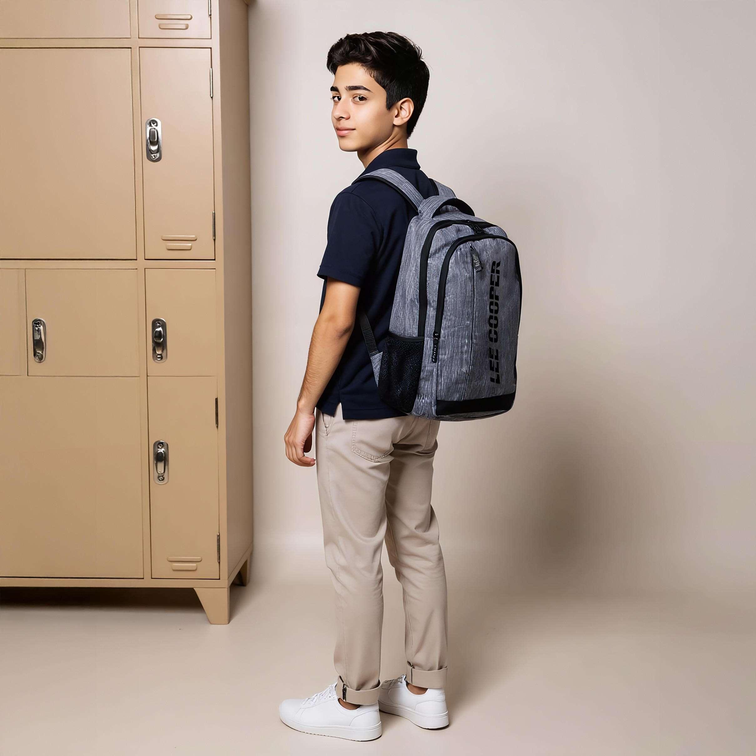 Lee Cooper Logo Print Backpack with Adjustable Shoulder Straps - 16x46x31 cm-school-bagsandbackpacks-backpacks-image-2