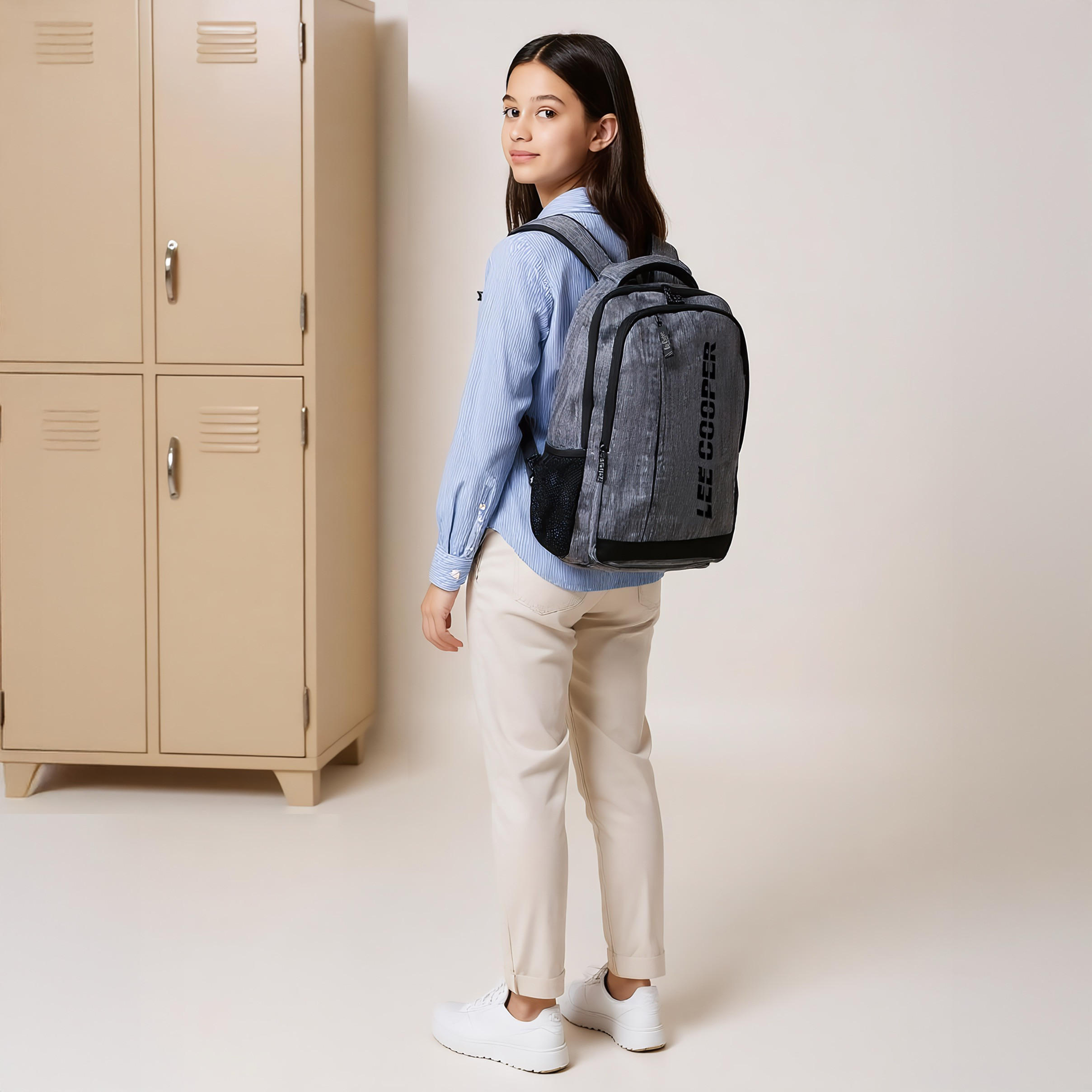 Lee Cooper Logo Print Backpack with Adjustable Shoulder Straps - 16x46x31 cm-school-bagsandbackpacks-backpacks-image-3