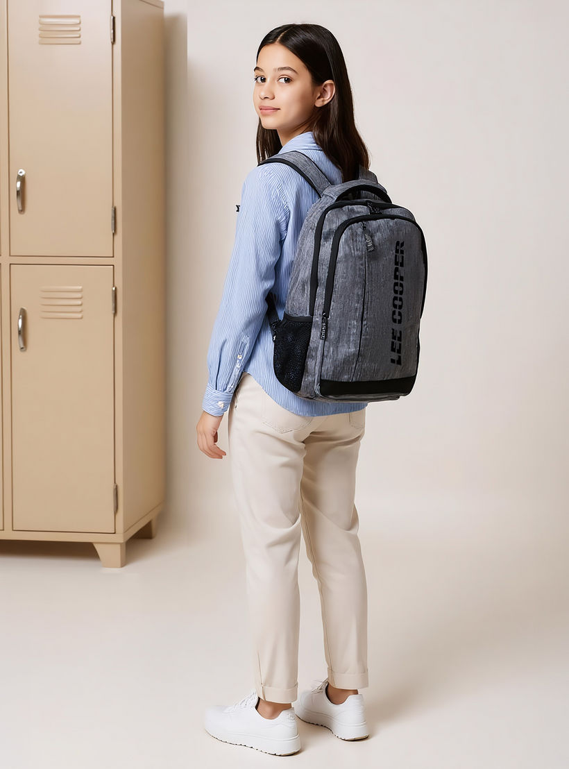 Lee Cooper Logo Print Backpack with Adjustable Shoulder Straps - 16x46x31 cm-school-bagsandbackpacks-backpacks-image-3