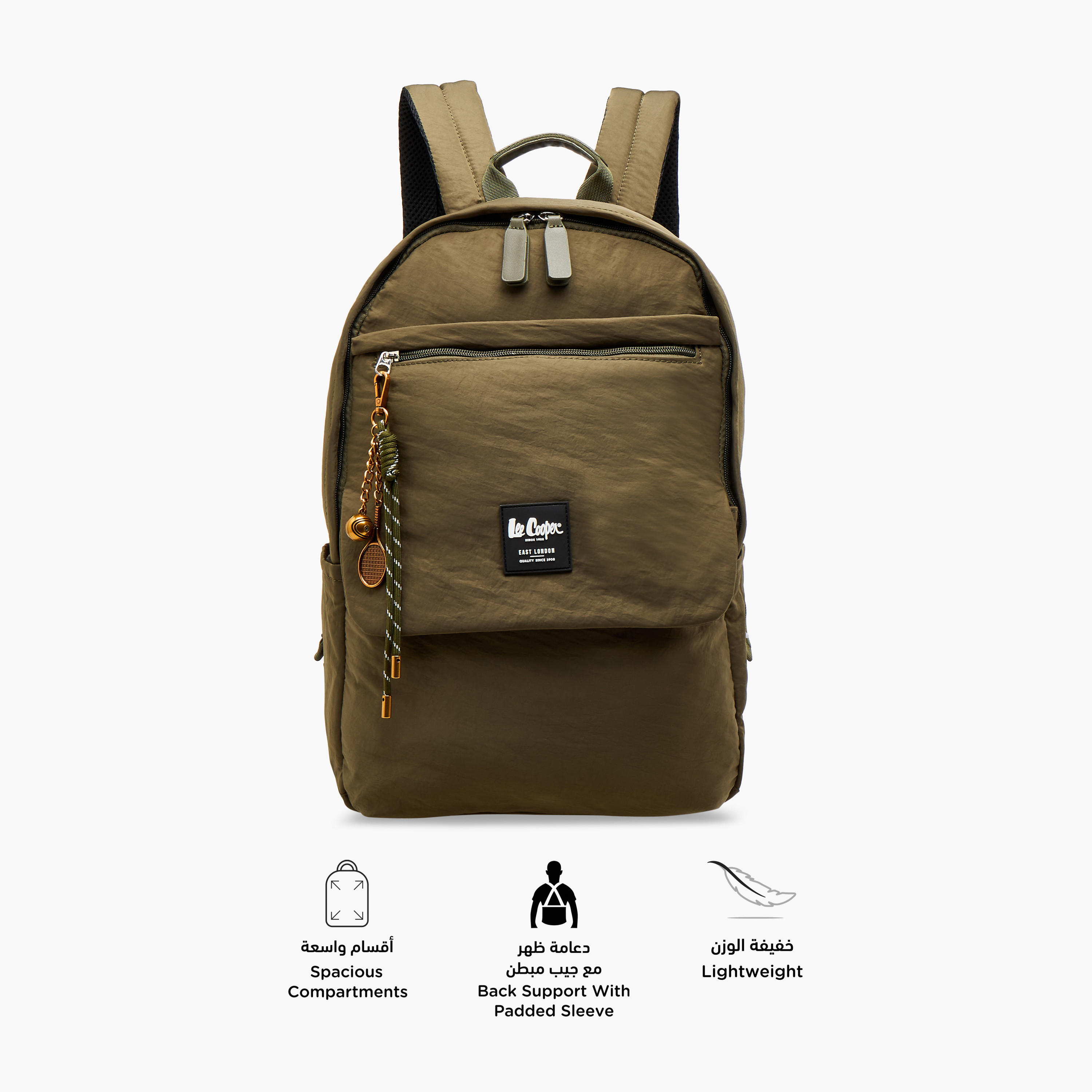 Lee Cooper Logo Applique Backpack with Adjustable Strap - 32x13x45 cm-men-bags-image-4