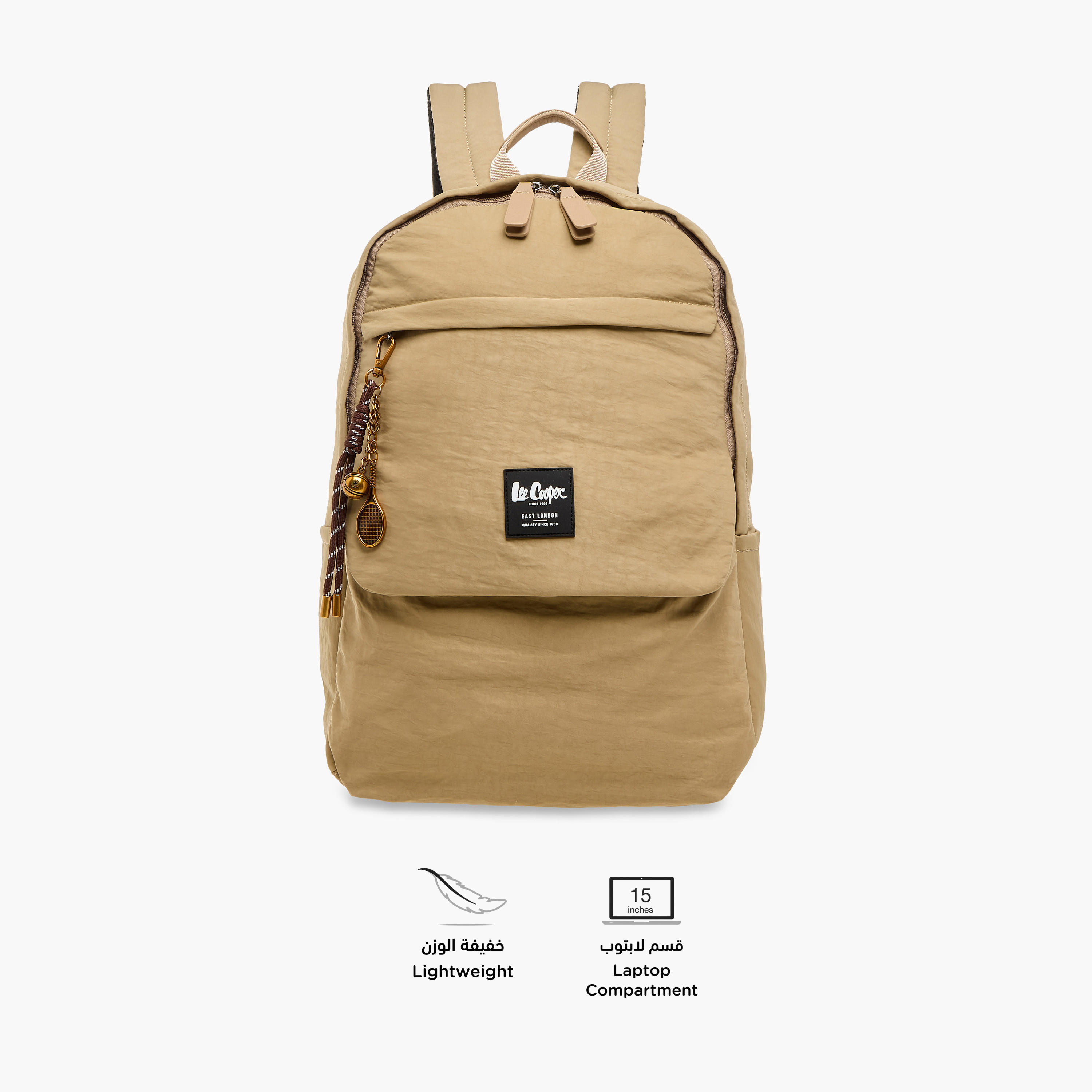 Lee Cooper Logo Applique Backpack with Adjustable Strap - 32x13x45 cm-men-bags-image-4