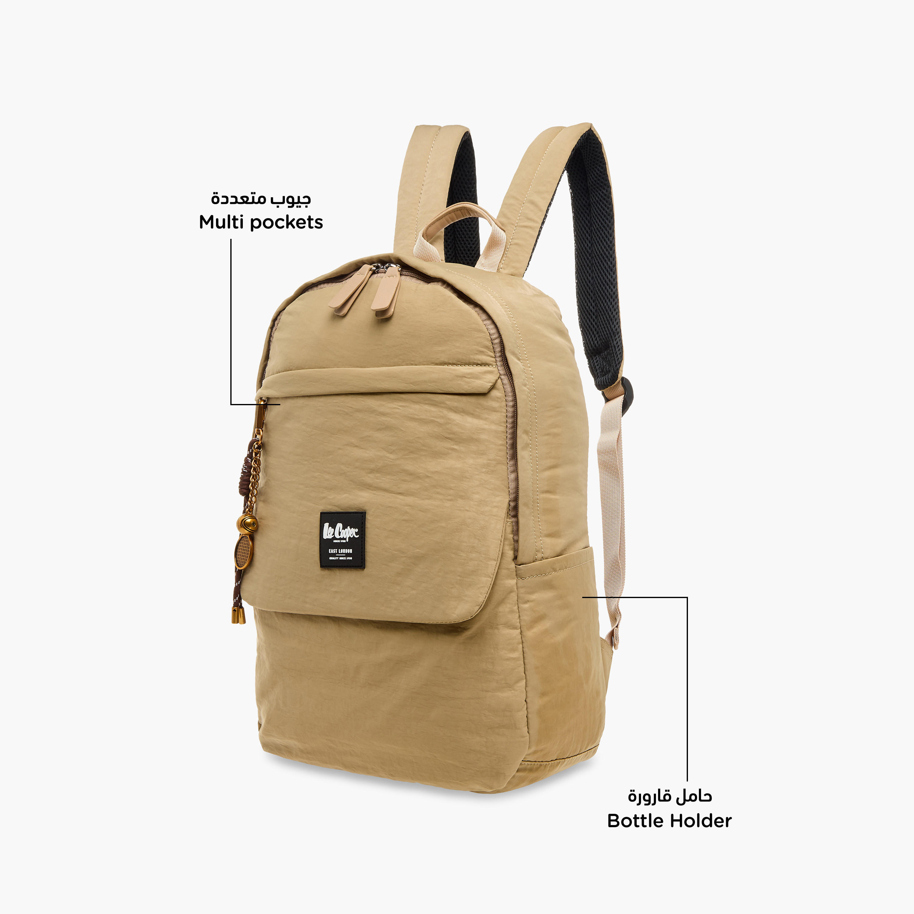 Lee Cooper Logo Applique Backpack with Adjustable Strap - 32x13x45 cm-men-bags-image-6