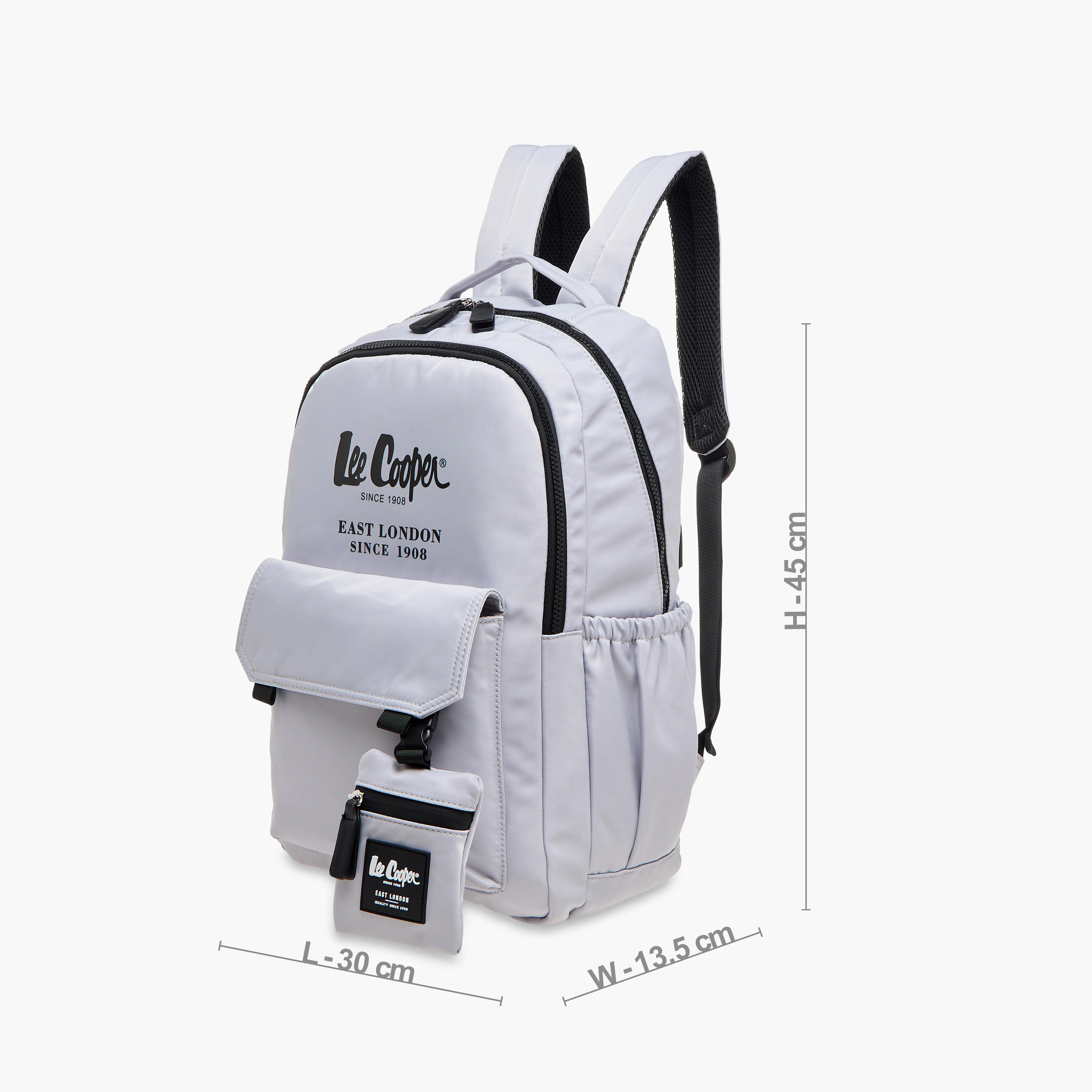 Lee Cooper Logo Print Backpack with Zip Closure and Attached Pouch - 45x14x30 cm-men-bags-image-2