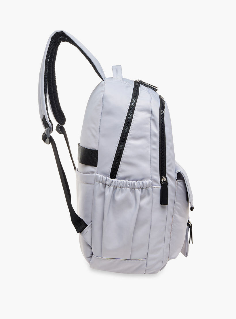Lee Cooper Logo Print Backpack with Zip Closure and Attached Pouch - 45x14x30 cm-men-bags-image-3