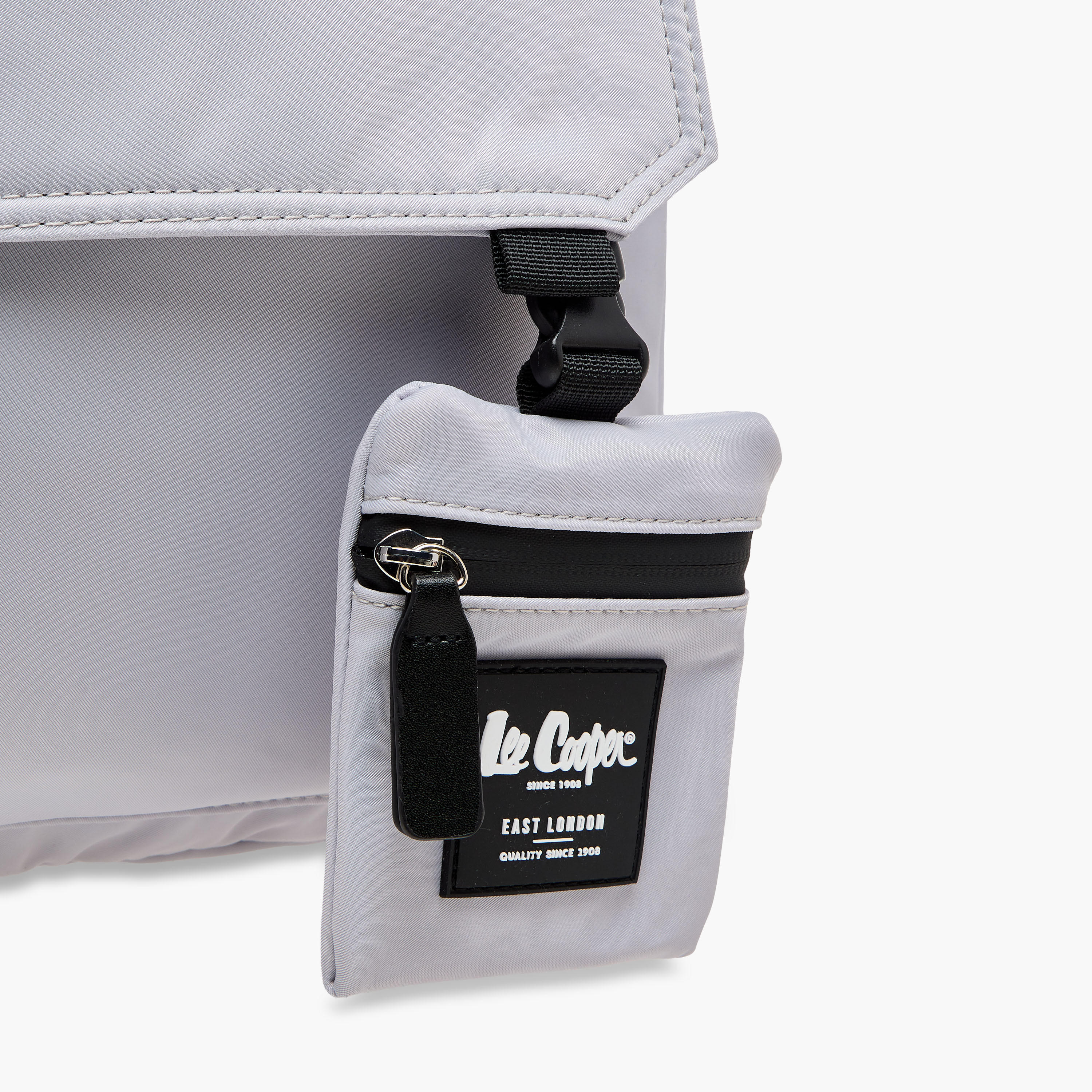 Lee Cooper Logo Print Backpack with Zip Closure and Attached Pouch - 45x14x30 cm-men-bags-image-8