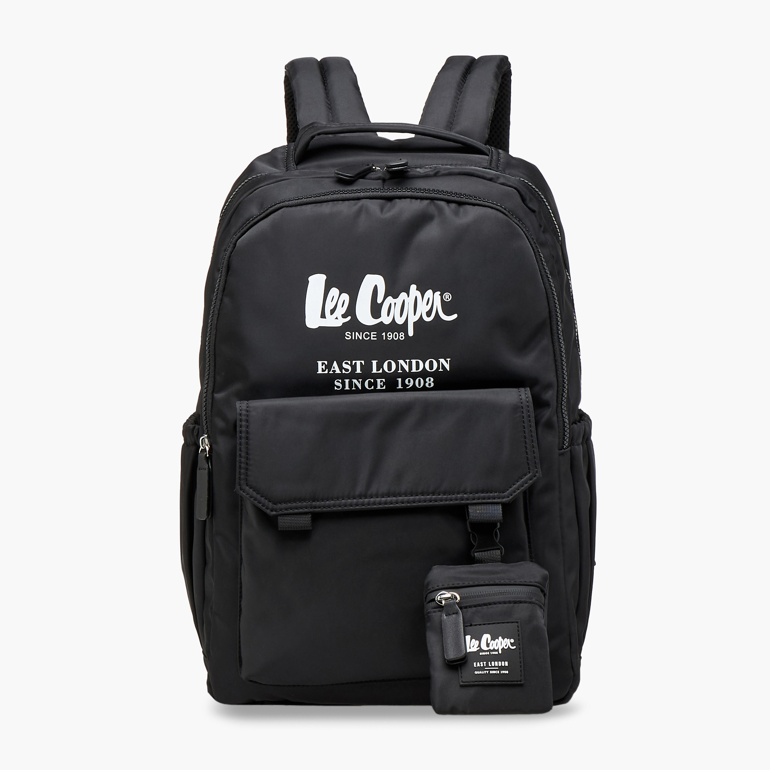 شنطة ظهر بسحاب إغلاق وطبعات الشعار مع شنطة صغيرة من لي كوبر - 45x14x30 سم-men-bags-image-1