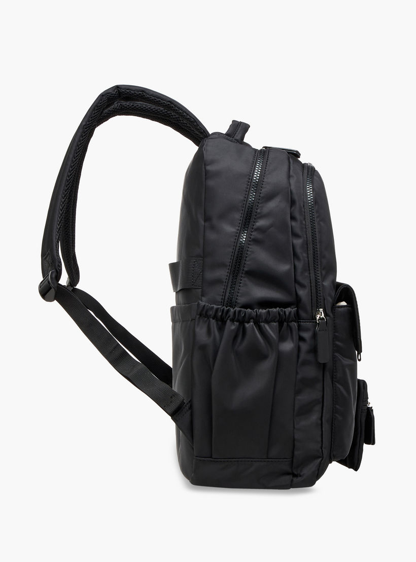 Lee Cooper Logo Print Backpack with Zip Closure and Attached Pouch - 45x14x30 cm-women-bagsandwallets-backpacks-image-3