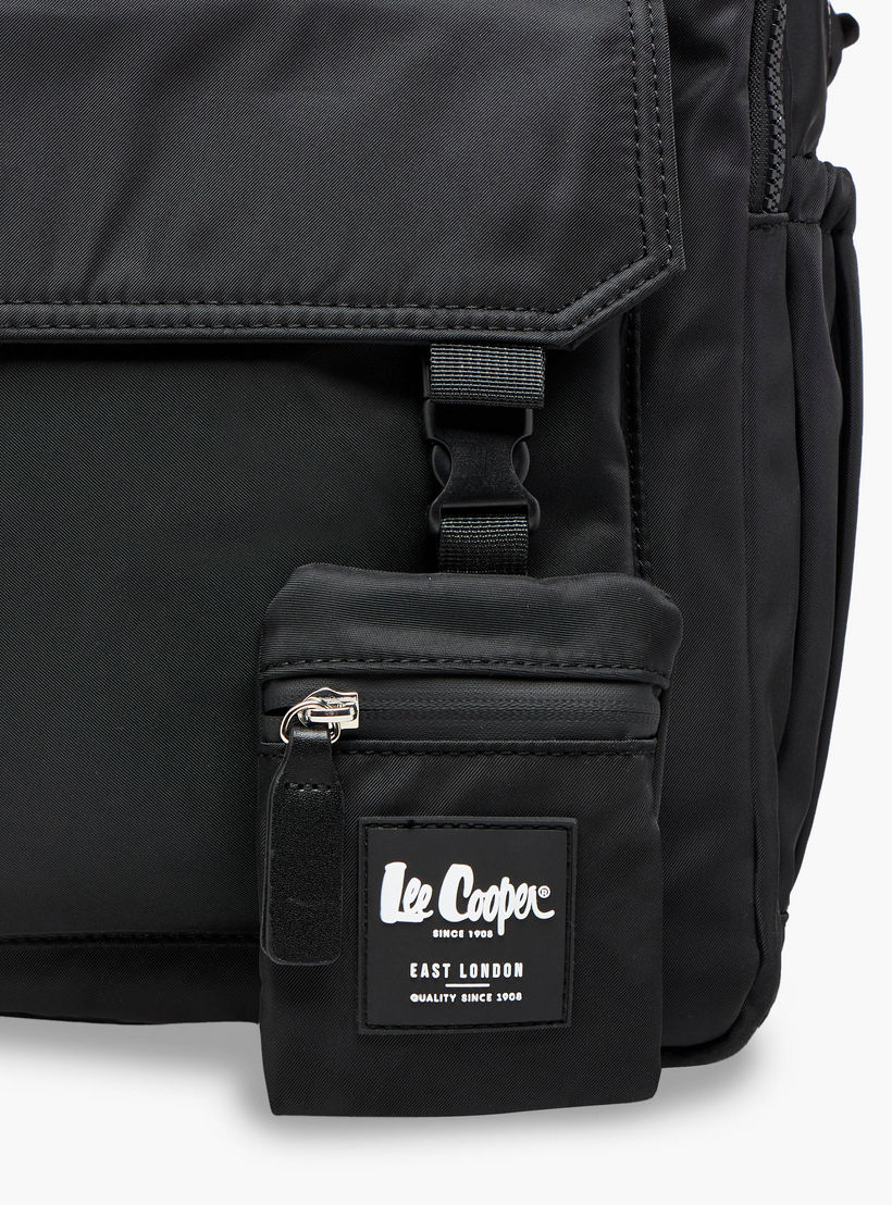 Lee Cooper Logo Print Backpack with Zip Closure and Attached Pouch - 45x14x30 cm-women-bagsandwallets-backpacks-image-8