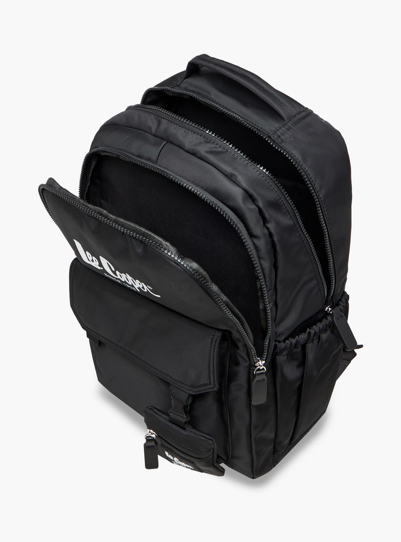 Lee Cooper Logo Print Backpack with Zip Closure and Attached Pouch - 45x14x30 cm-women-bagsandwallets-backpacks-image-9