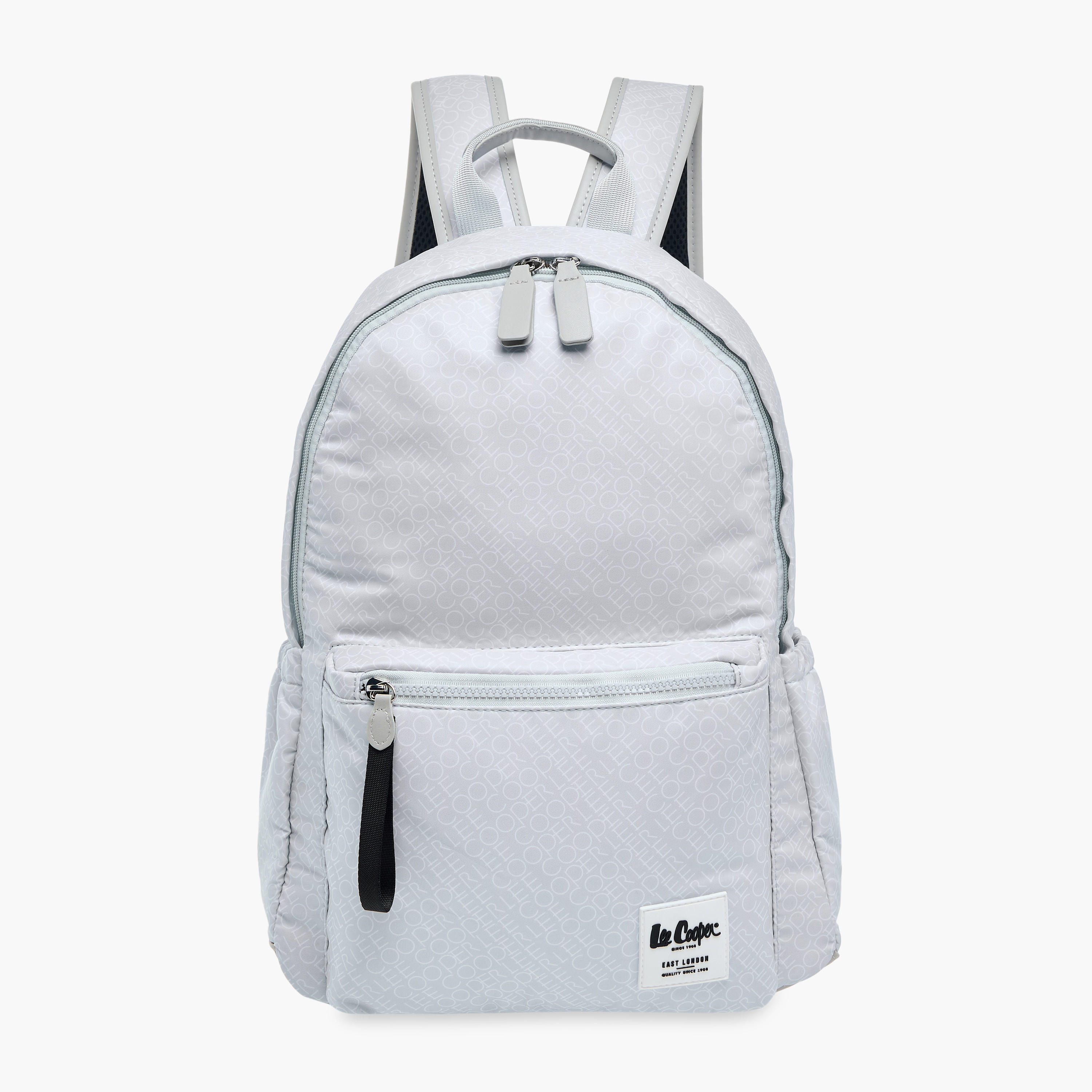 Lee Cooper Monogram Print Backpack with Adjustable Straps and Zip Closure - 14x33x42 cm-men-bags-image-1