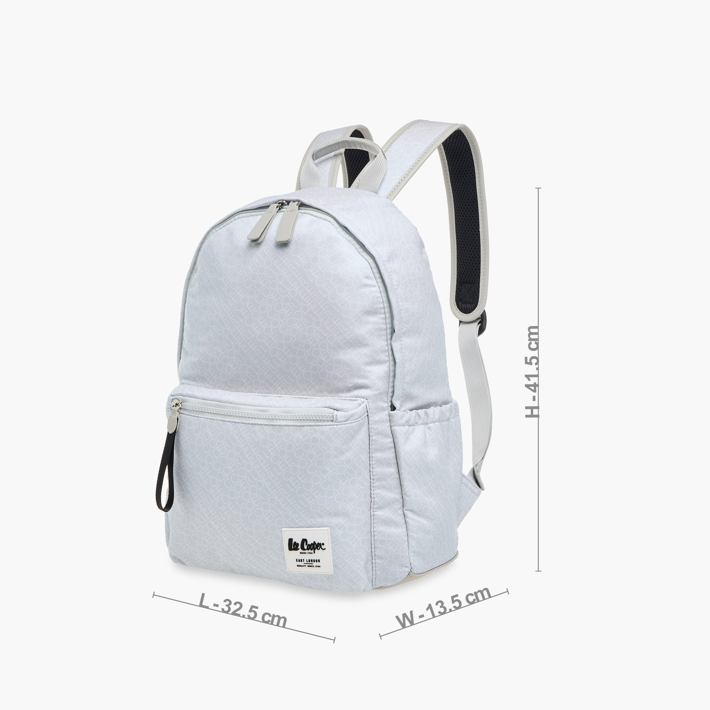 Lee Cooper Monogram Print Backpack with Adjustable Straps and Zip Closure - 14x33x42 cm-men-bags-image-2