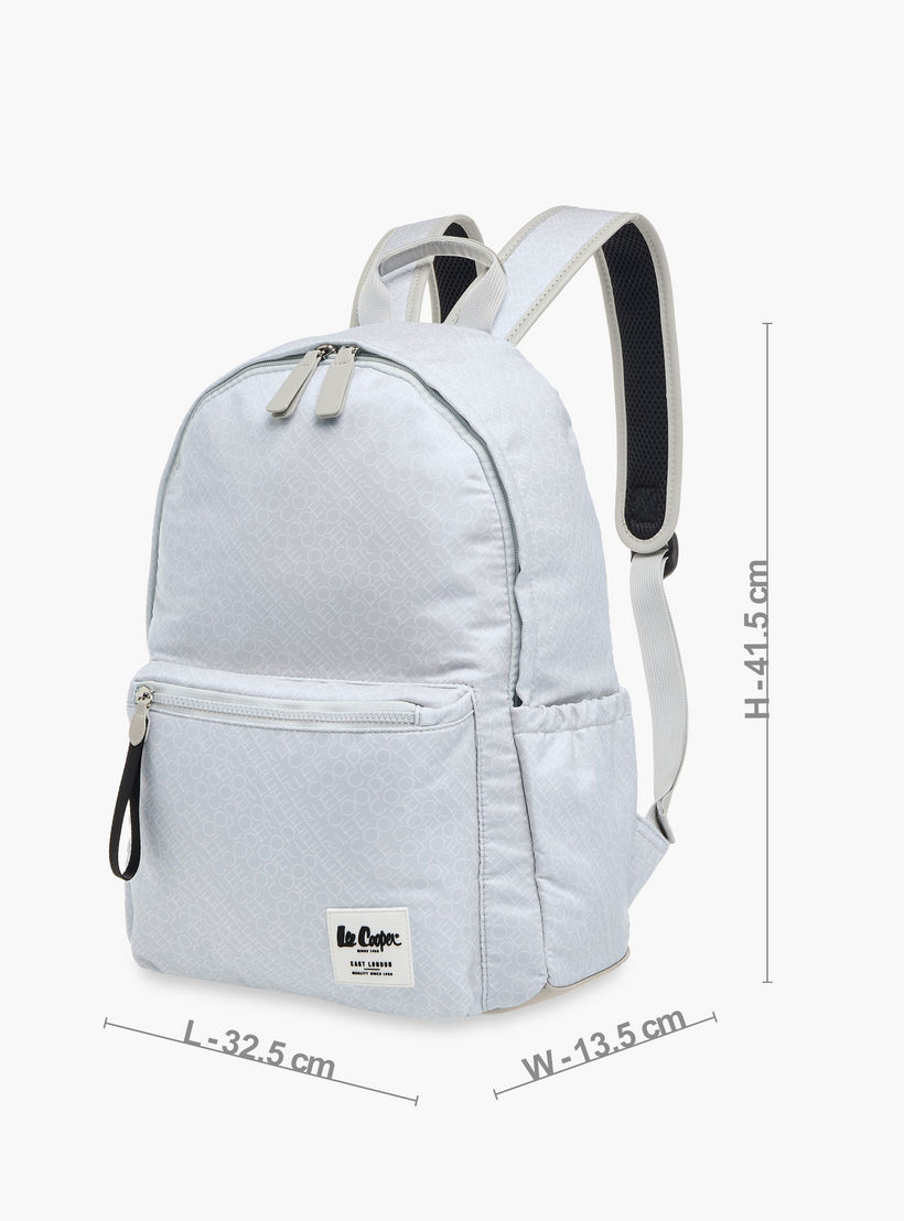 Lee Cooper Monogram Print Backpack with Adjustable Straps and Zip Closure - 14x33x42 cm-men-bags-image-2