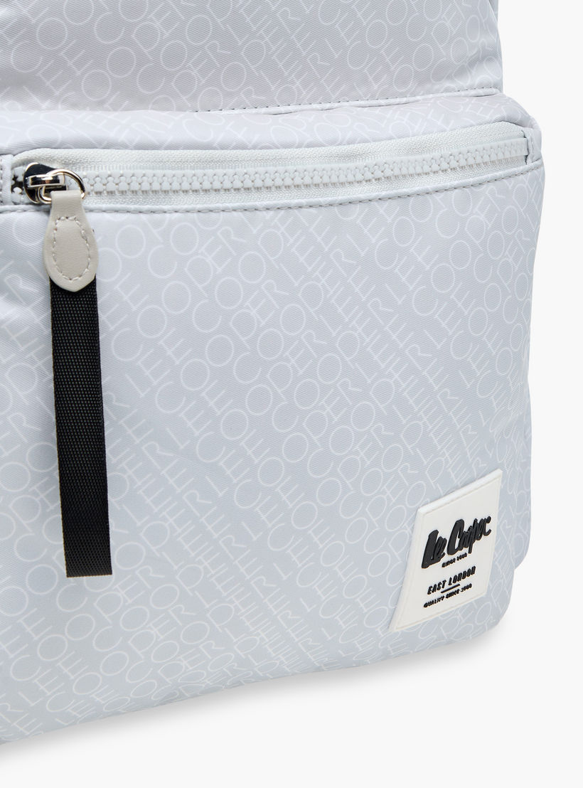 Lee Cooper Monogram Print Backpack with Adjustable Straps and Zip Closure - 14x33x42 cm-men-bags-image-8