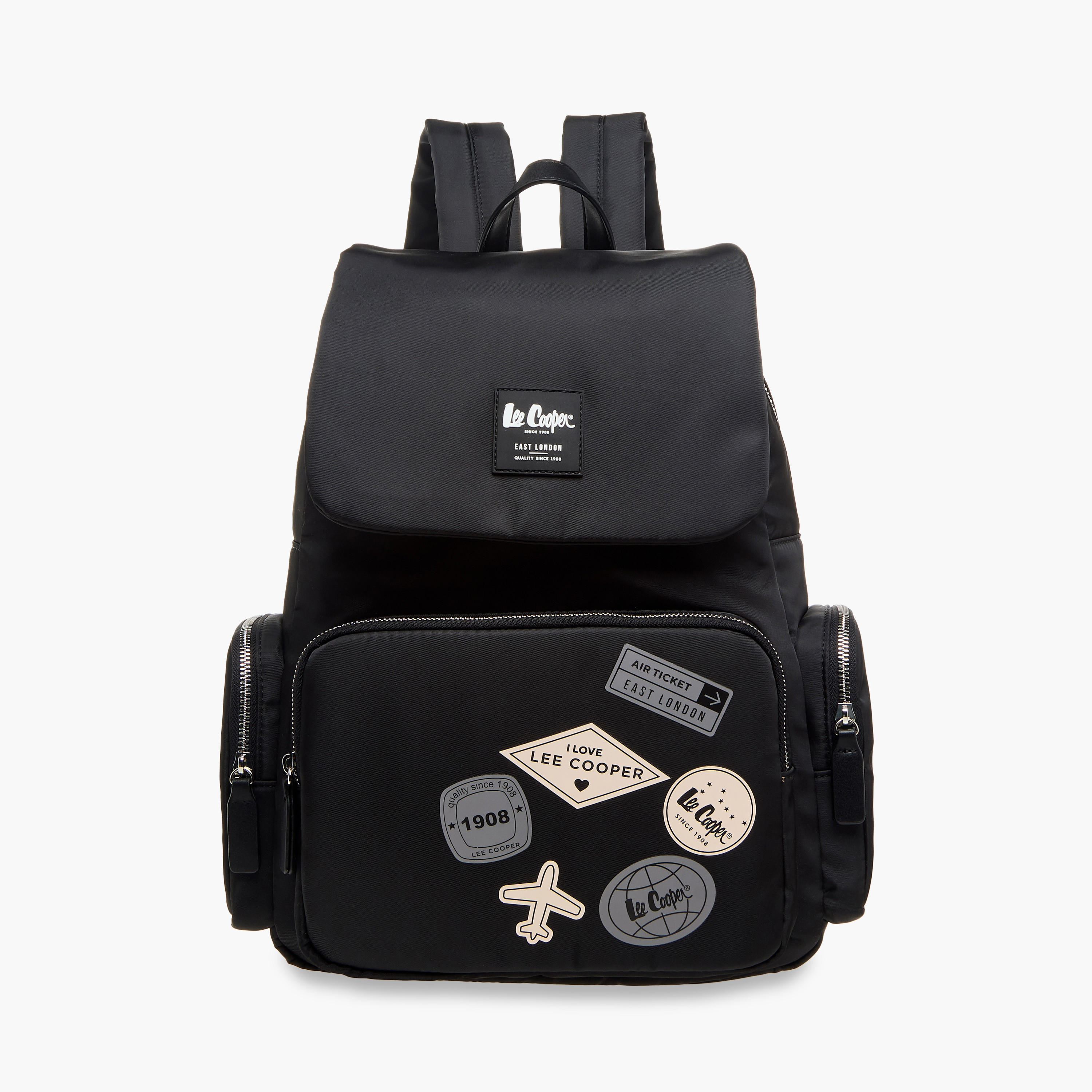 Lee Cooper Logo Applique Backpack with Adjustable Straps and Zip Closure - 13x30x40 cm-men-bags-image-1