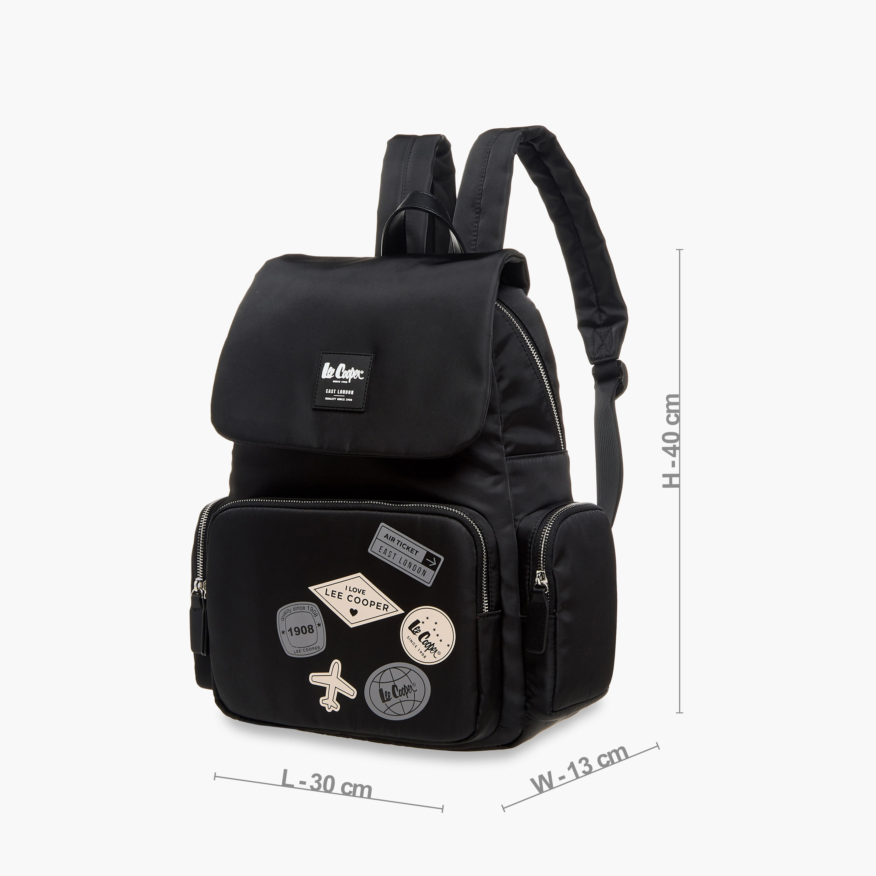 شنطة ظهر بأحزمة قابلة للتعديل وسحاب إغلاق وزخارف الشعار من لي كوبر - 13x30x40 سم-men-bags-image-2