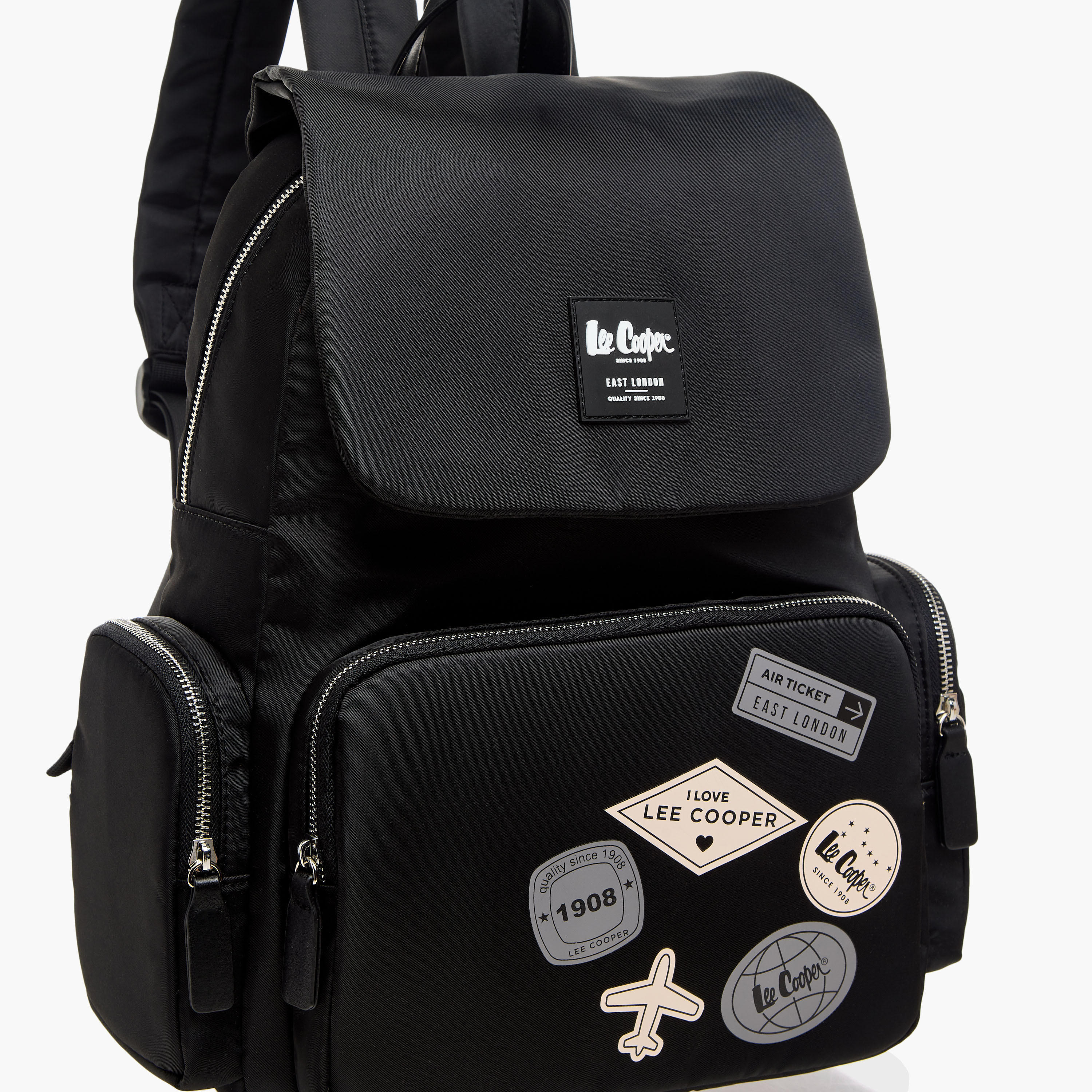 Lee Cooper Logo Applique Backpack with Adjustable Straps and Zip Closure - 13x30x40 cm-men-bags-image-7