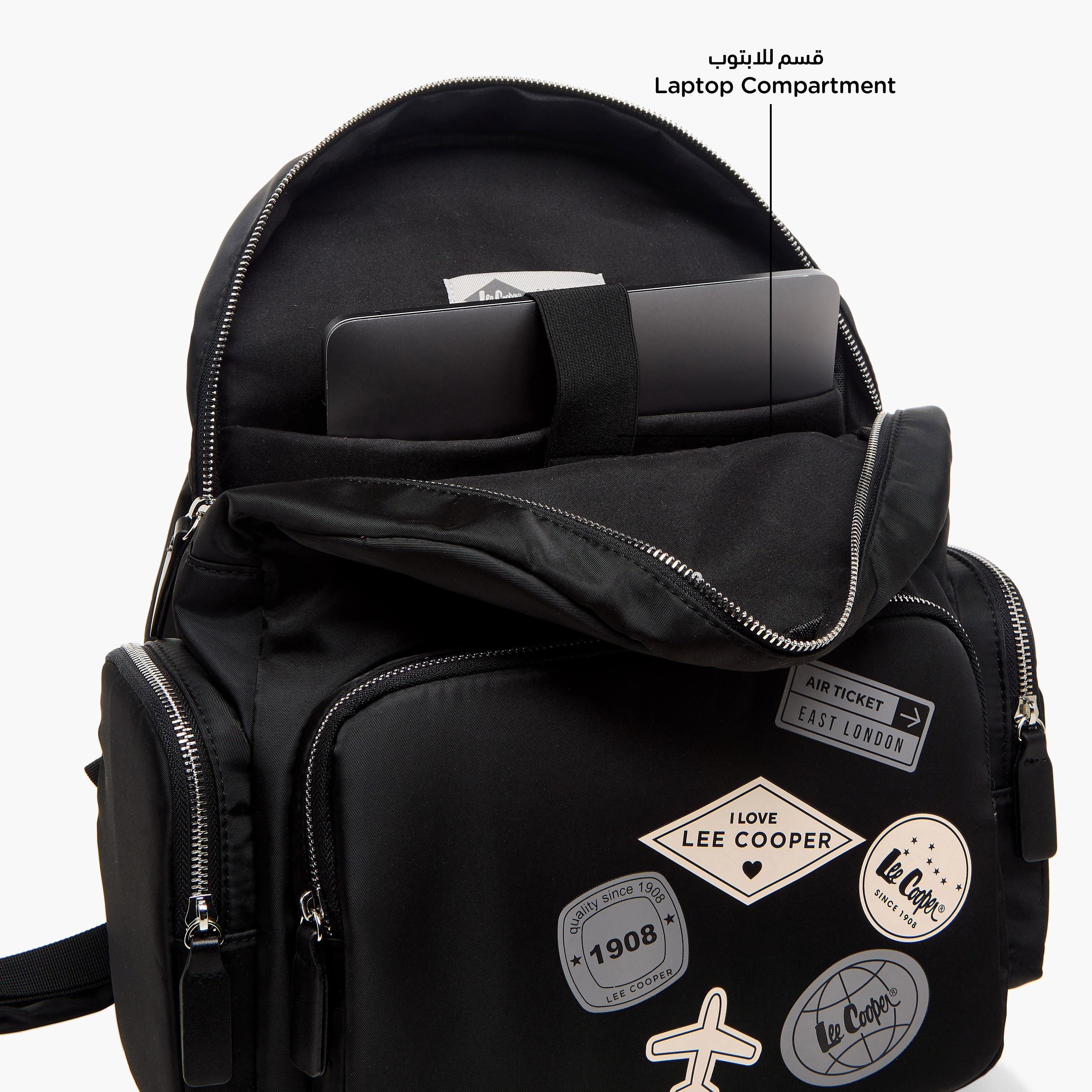 Lee Cooper Logo Applique Backpack with Adjustable Straps and Zip Closure - 13x30x40 cm-men-bags-image-9
