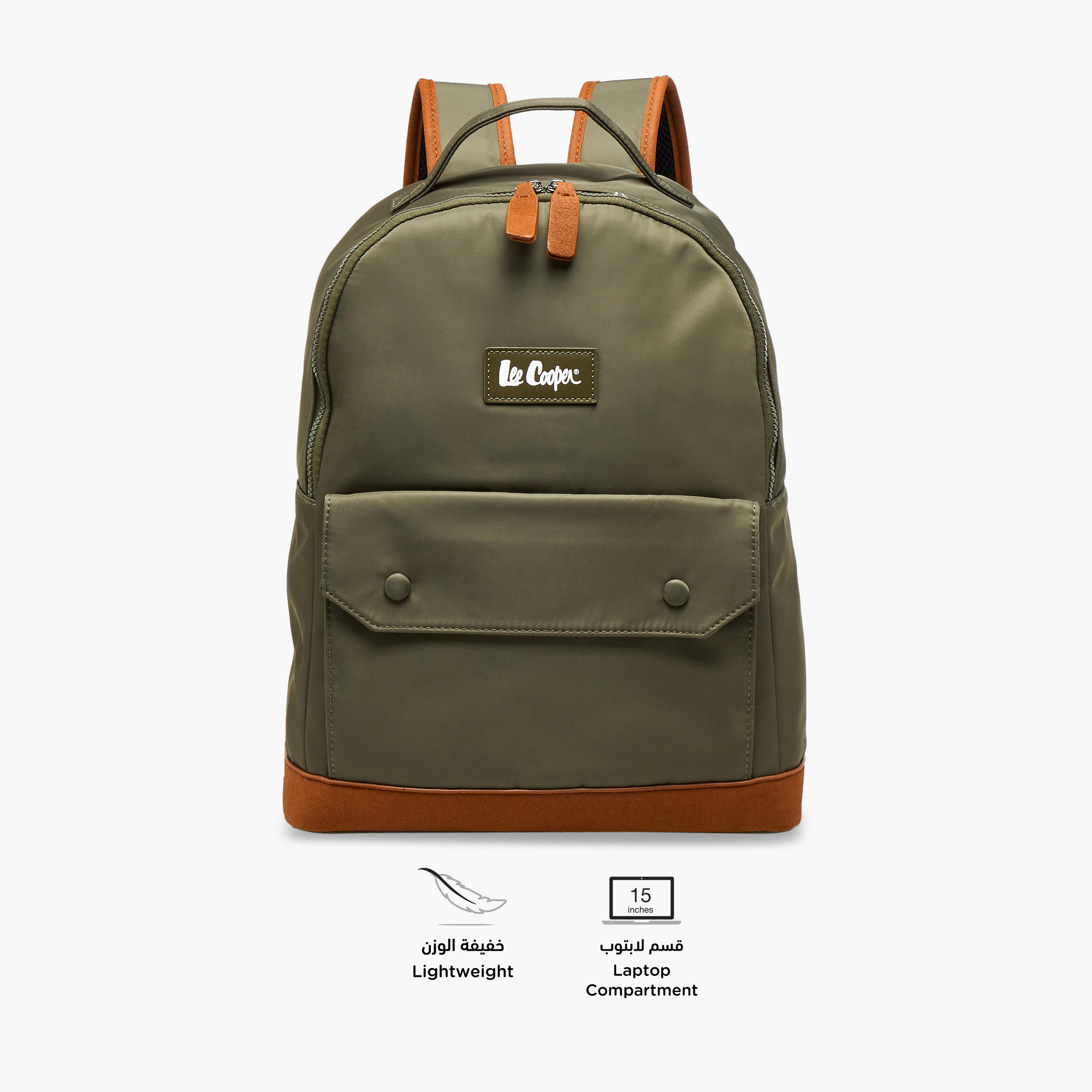 Lee Cooper Colourblock Backpack with Zip Closure and Adjustable Strap - 40x15x33 cm-men-bags-image-4