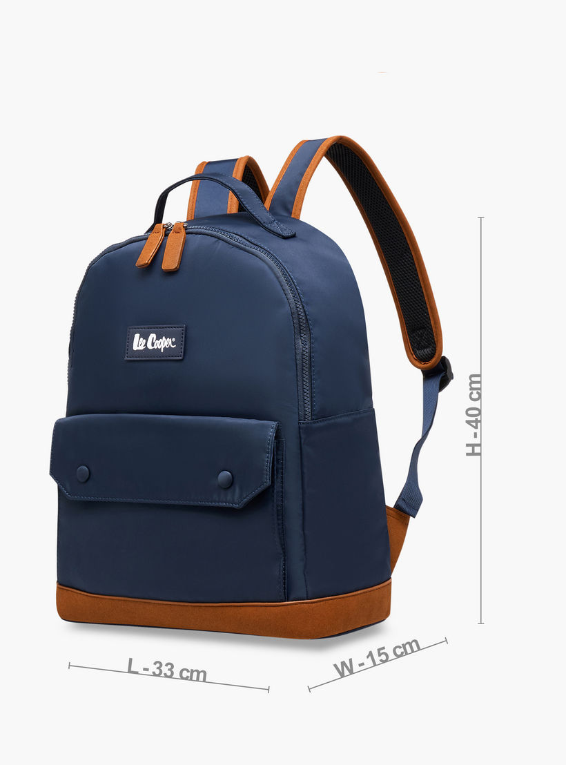 Lee Cooper Colourblock Backpack with Zip Closure and Adjustable Strap - 40x15x33 cm-men-bags-image-2