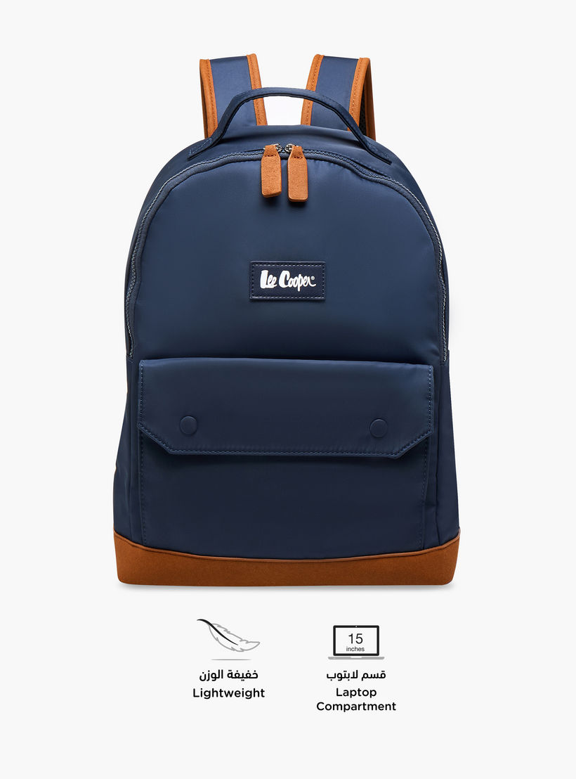 Lee Cooper Colourblock Backpack with Zip Closure and Adjustable Strap - 40x15x33 cm-men-bags-image-4