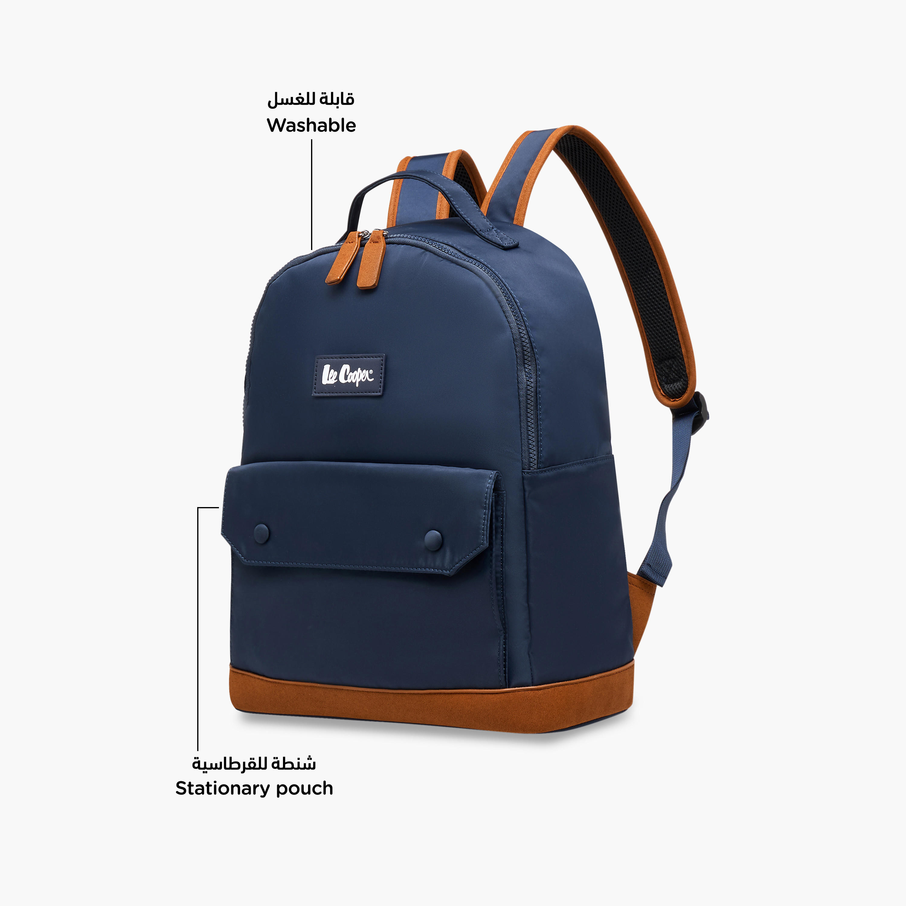 Lee Cooper Colourblock Backpack with Zip Closure and Adjustable Strap - 40x15x33 cm-men-bags-image-6