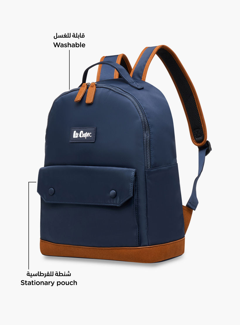 Lee Cooper Colourblock Backpack with Zip Closure and Adjustable Strap - 40x15x33 cm-men-bags-image-6