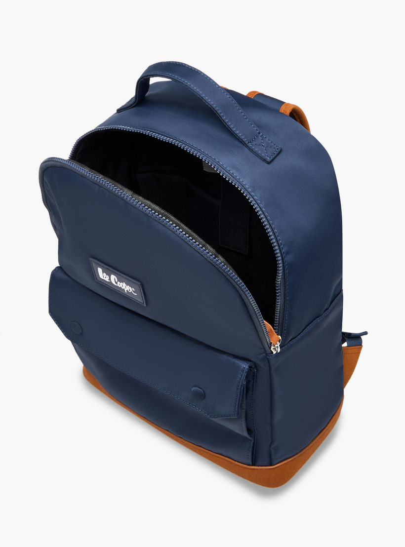 Lee Cooper Colourblock Backpack with Zip Closure and Adjustable Strap - 40x15x33 cm-men-bags-image-8