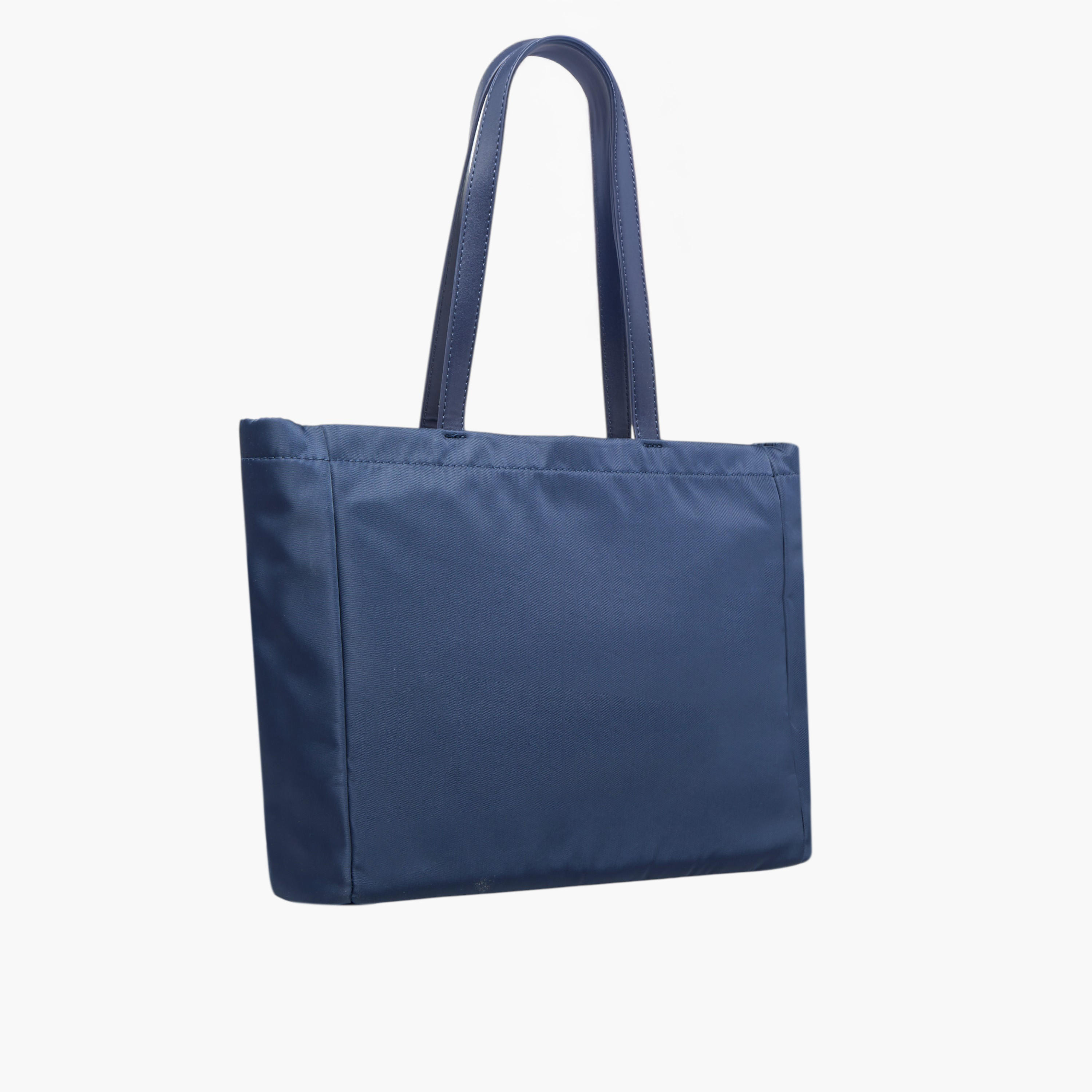 Lee Cooper Logo Applique Tote Bag with Double Handle and Zip Closure-women-bagsandwallets-handbags-image-5