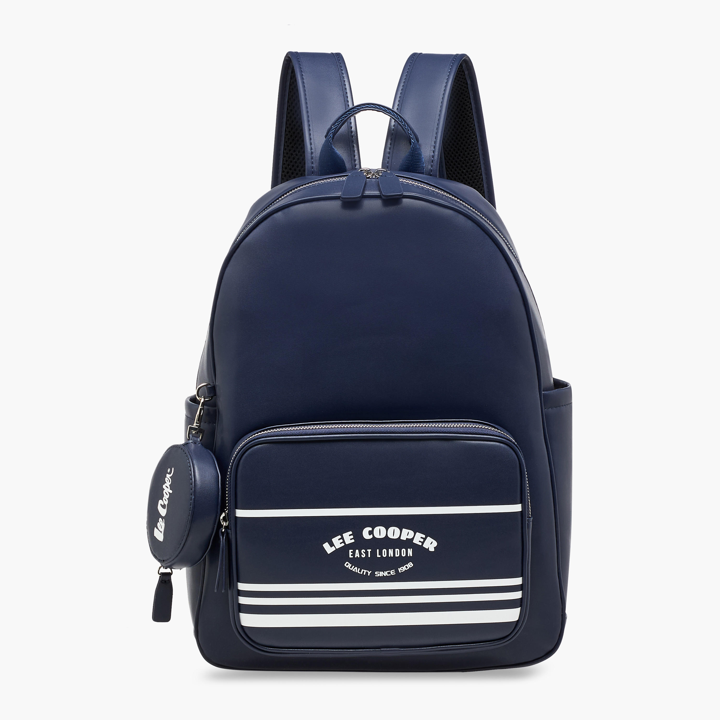 Lee Cooper Logo Print Backpack with Zip Closure and Attached Pouch - 31x13x14 cm-men-bags-image-1