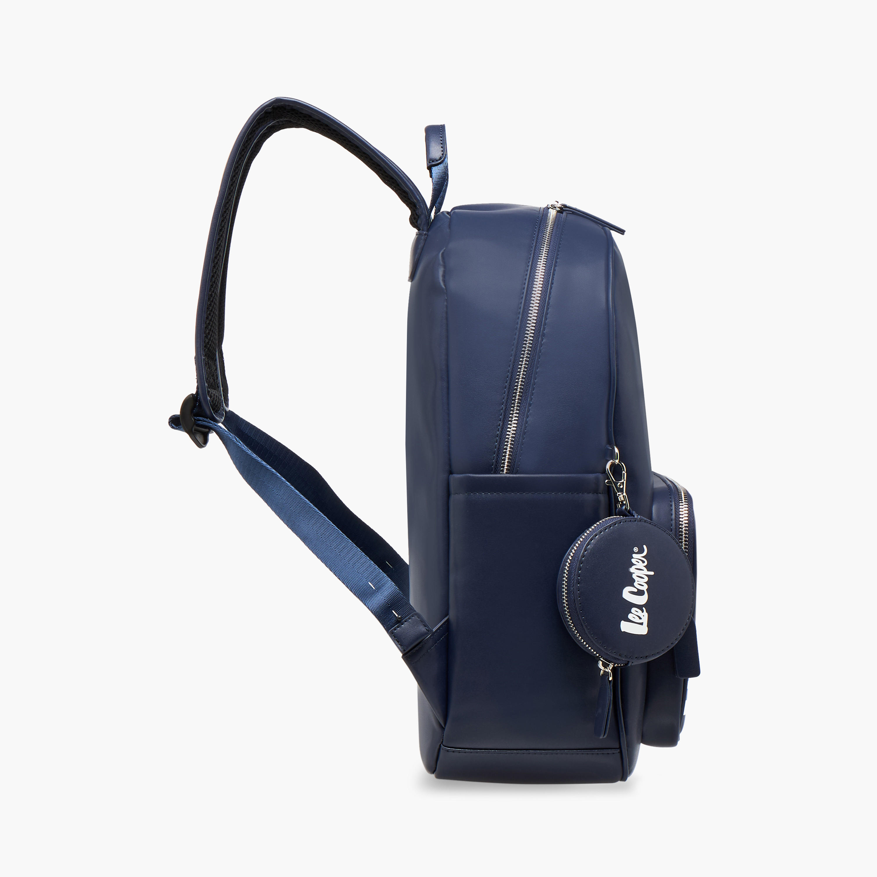 Lee Cooper Logo Print Backpack with Zip Closure and Attached Pouch - 31x13x14 cm-men-bags-image-3