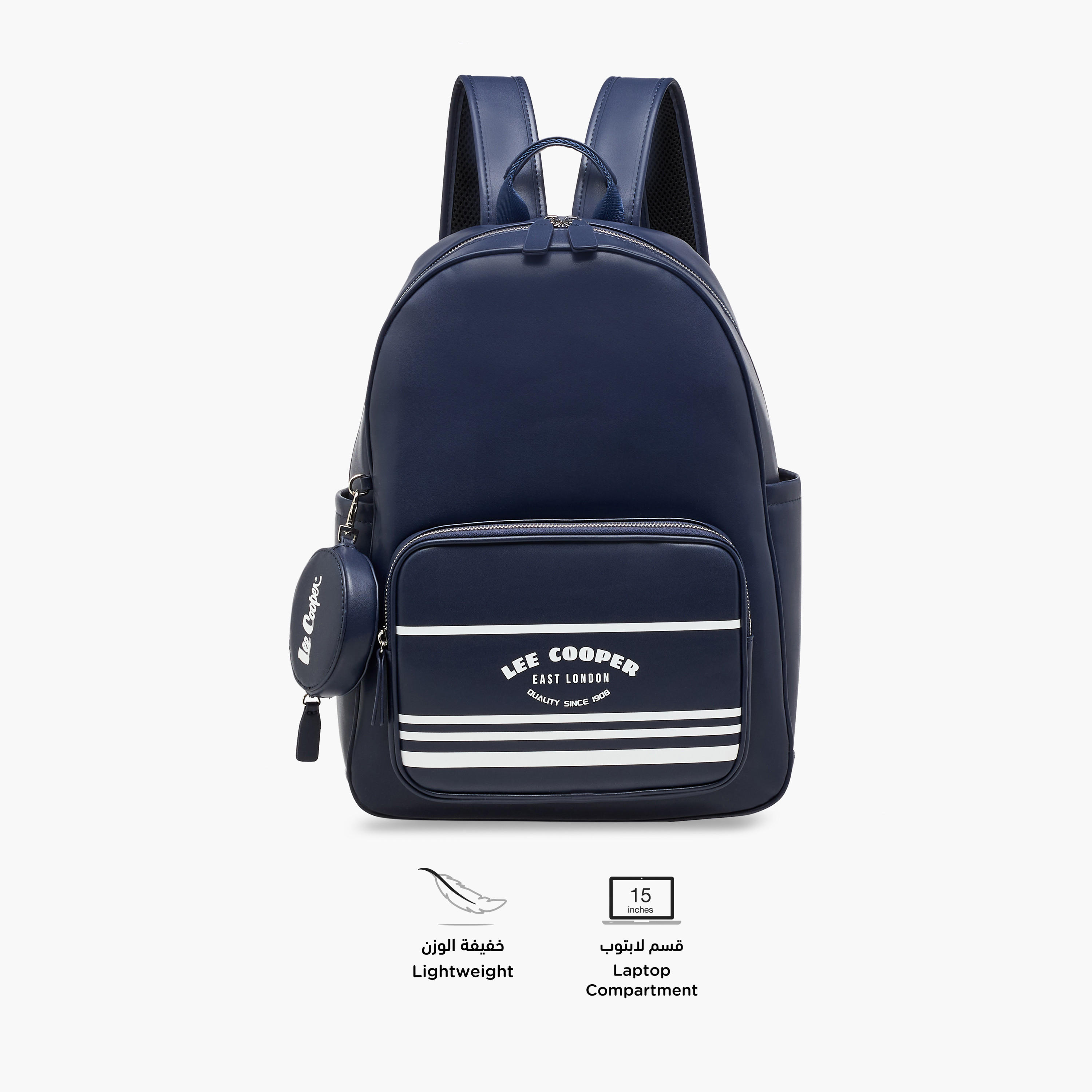 شنطة ظهر بطبعات شعار وحمالات كتف قابلة للتعديل وسحاب إغلاق من لي كوبر - 31x13x14 سم-men-bags-image-4