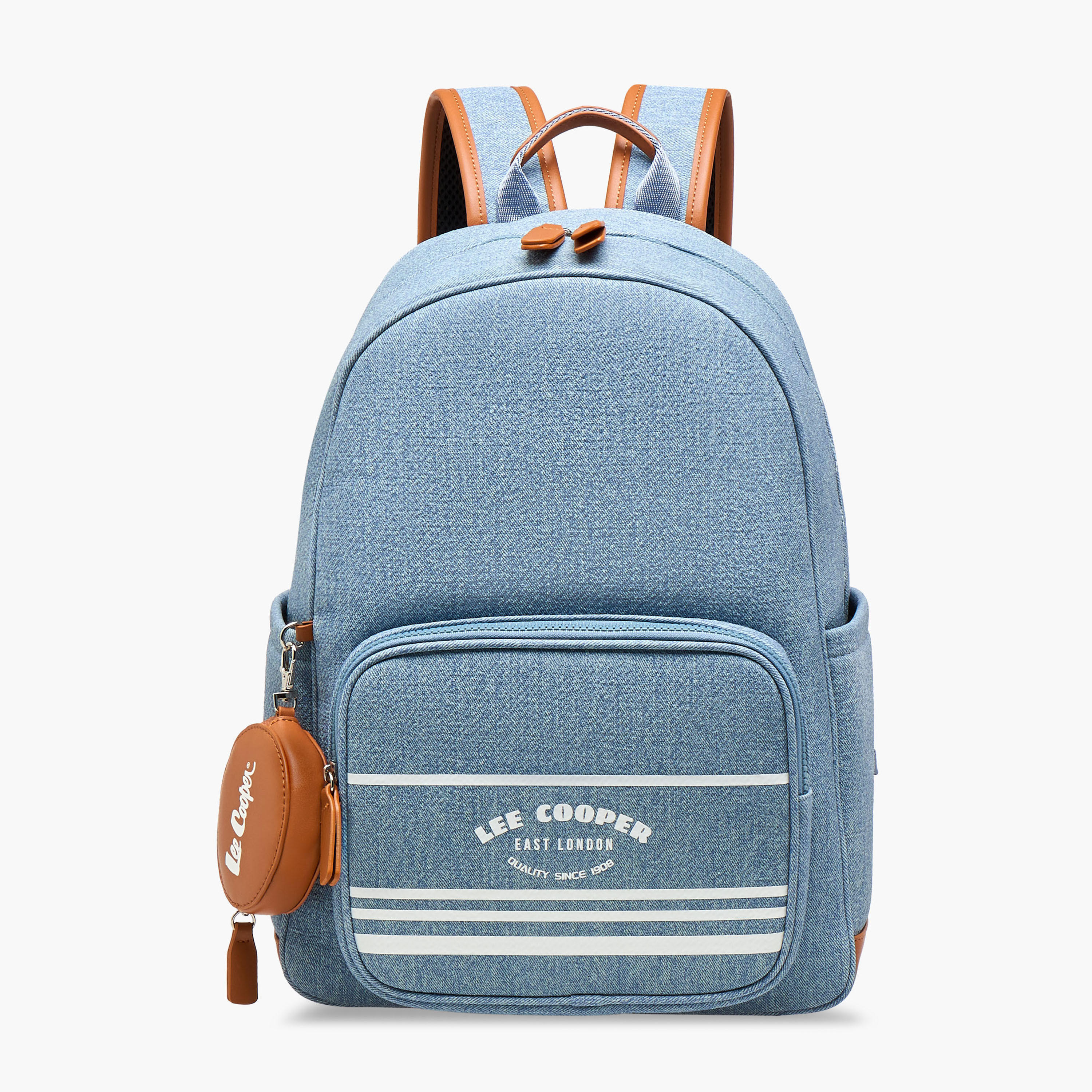 Lee Cooper Logo Print School Backpack with Zip Closure and Attached Pouch - 41x13x30 cm-women-bagsandwallets-backpacks-image-1