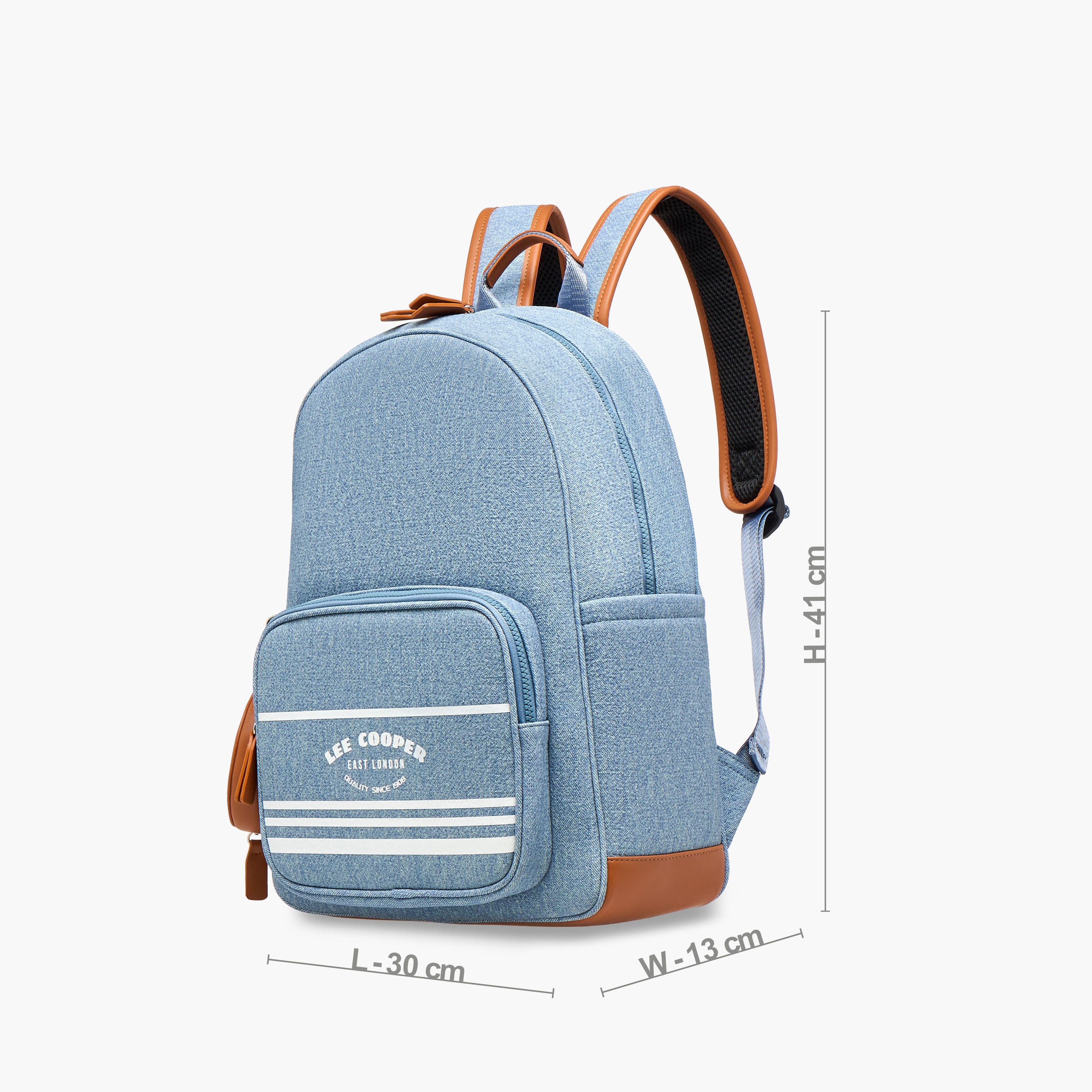 شنطة ظهر بطبعات شعار وسحاب إغلاق وشنطة صغيرة ملحقة من لي كوبر- 41x13x30 سم-women-bagsandwallets-backpacks-image-2