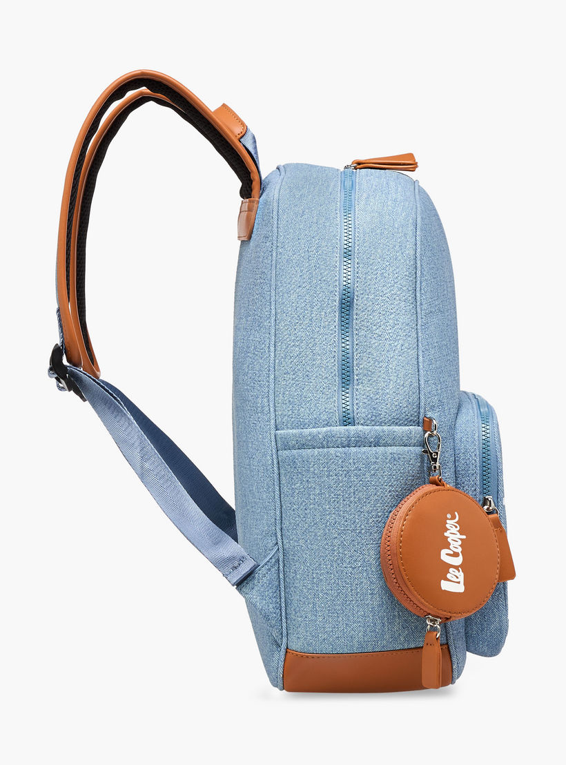 Lee Cooper Logo Print School Backpack with Zip Closure and Attached Pouch - 41x13x30 cm-women-bagsandwallets-backpacks-image-3
