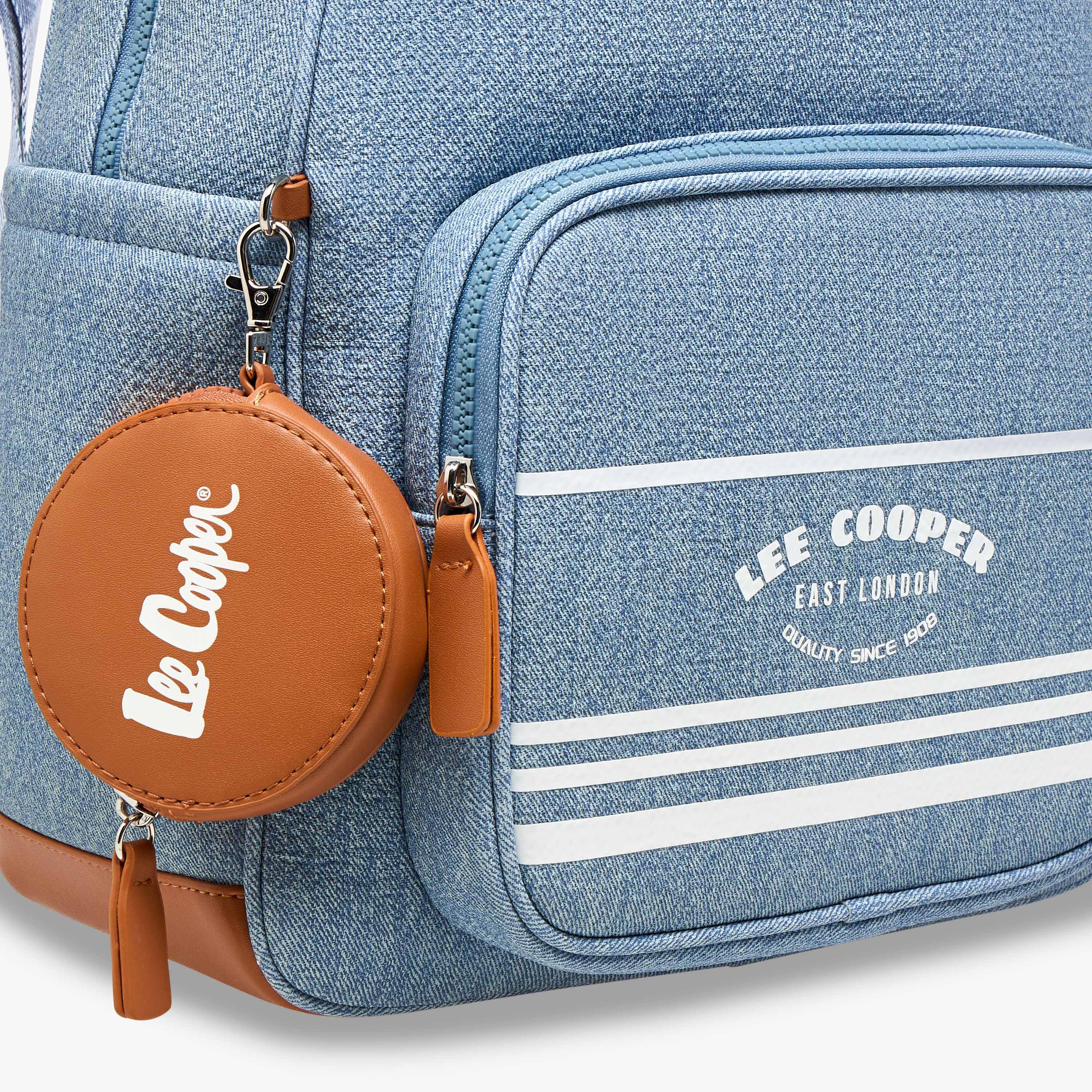 Lee Cooper Logo Print School Backpack with Zip Closure and Attached Pouch - 41x13x30 cm-women-bagsandwallets-backpacks-image-7