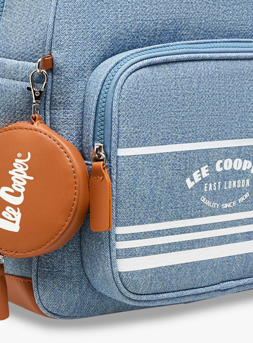 Lee Cooper Logo Print School Backpack with Zip Closure and Attached Pouch - 41x13x30 cm-women-bagsandwallets-backpacks-image-7