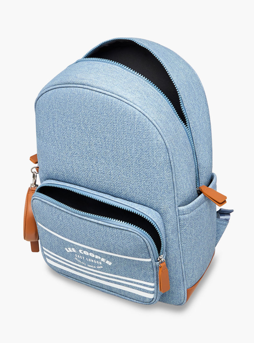 Lee Cooper Logo Print School Backpack with Zip Closure and Attached Pouch - 41x13x30 cm-women-bagsandwallets-backpacks-image-9