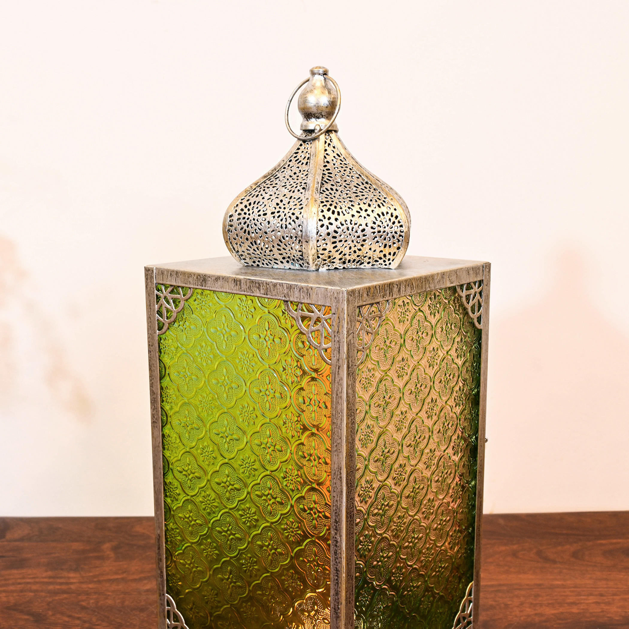 Crafted by Lifestyle Multi-Coloured Glass Lantern - 48 cms-household-decor-candleholdersandlanterns-image-2