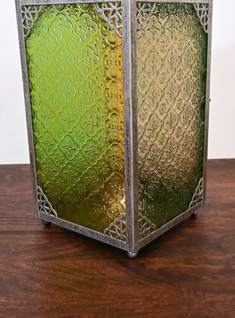 Crafted by Lifestyle Multi-Coloured Glass Lantern - 48 cms-household-decor-candleholdersandlanterns-image-3