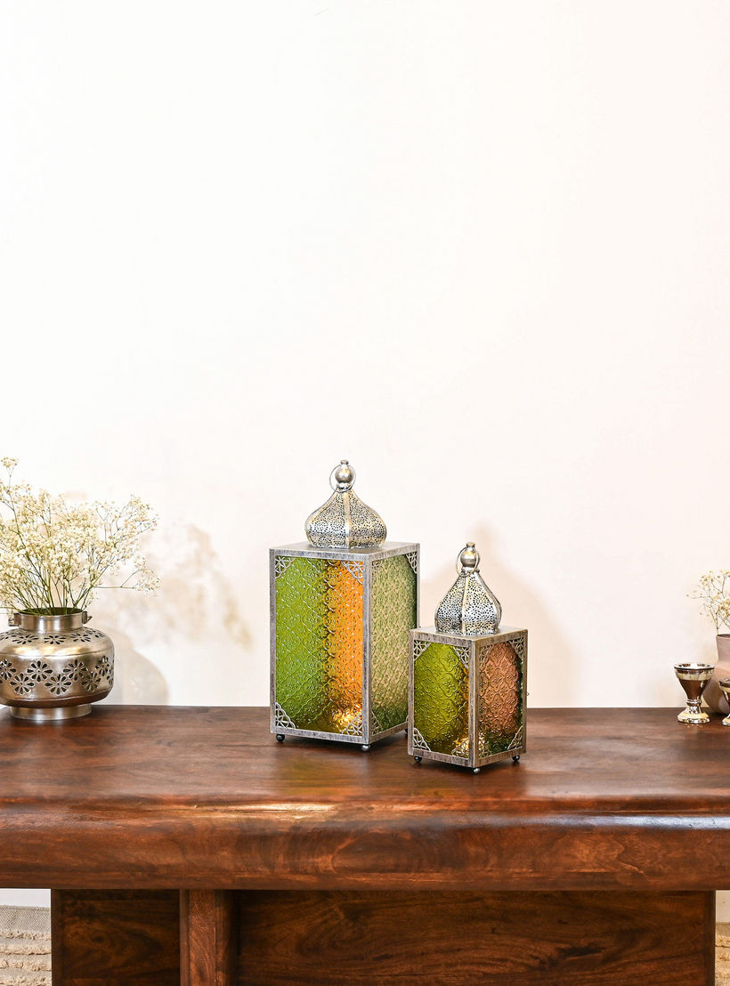 Crafted by Lifestyle Multi-Coloured Glass Lantern - 48 cms-household-decor-candleholdersandlanterns-image-6