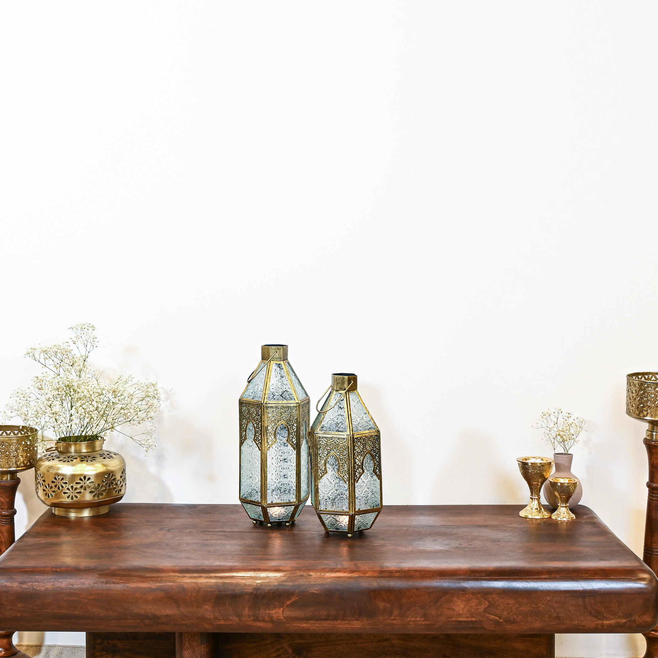 حامل شموع معلق بتفاصيل مفرّغة - 47x19 سم-household-decor-candleholdersandlanterns-image-6