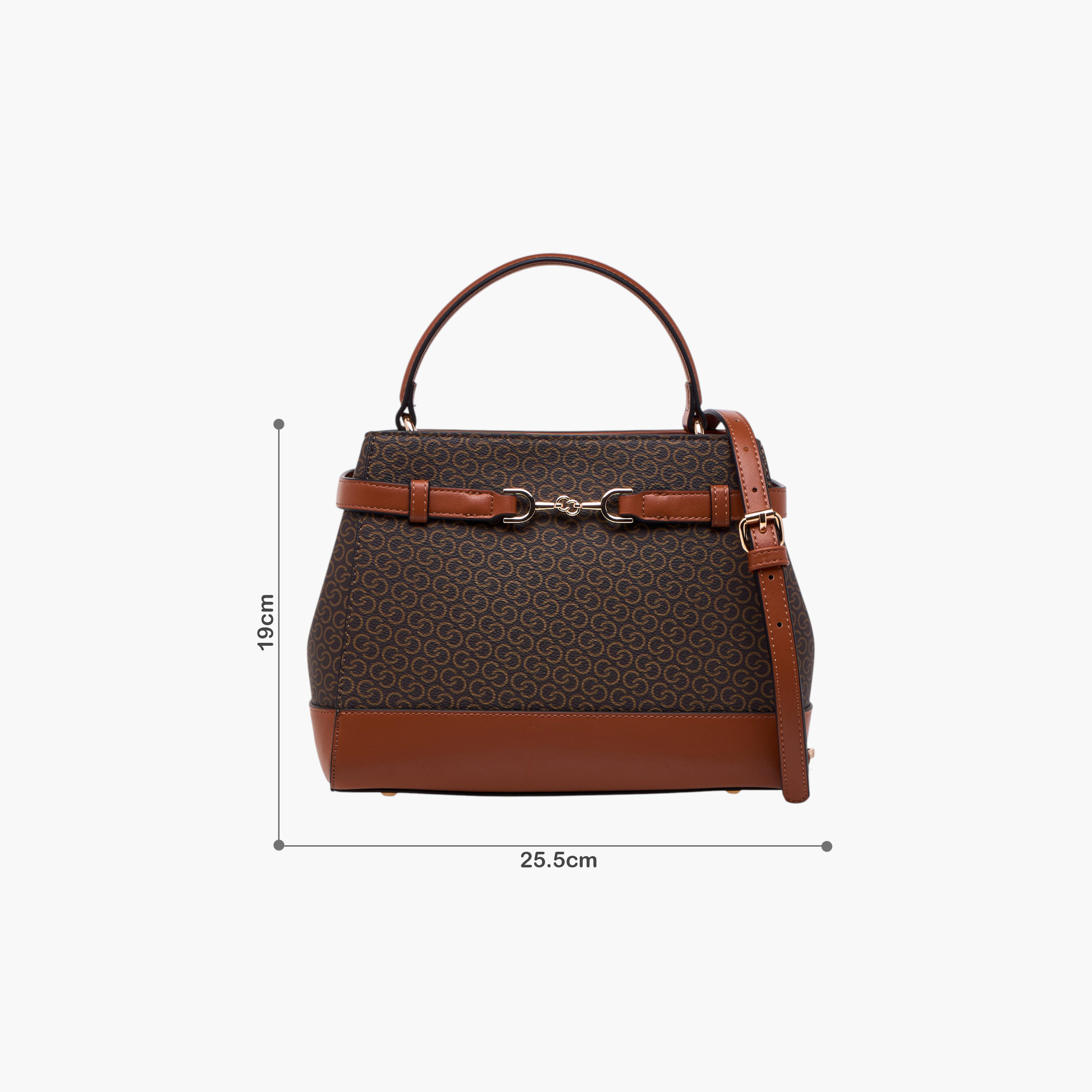 Celeste Monogram Print Shoulder Bag with Detachable Strap and Flap Closure-women-bagsandwallets-handbags-image-2