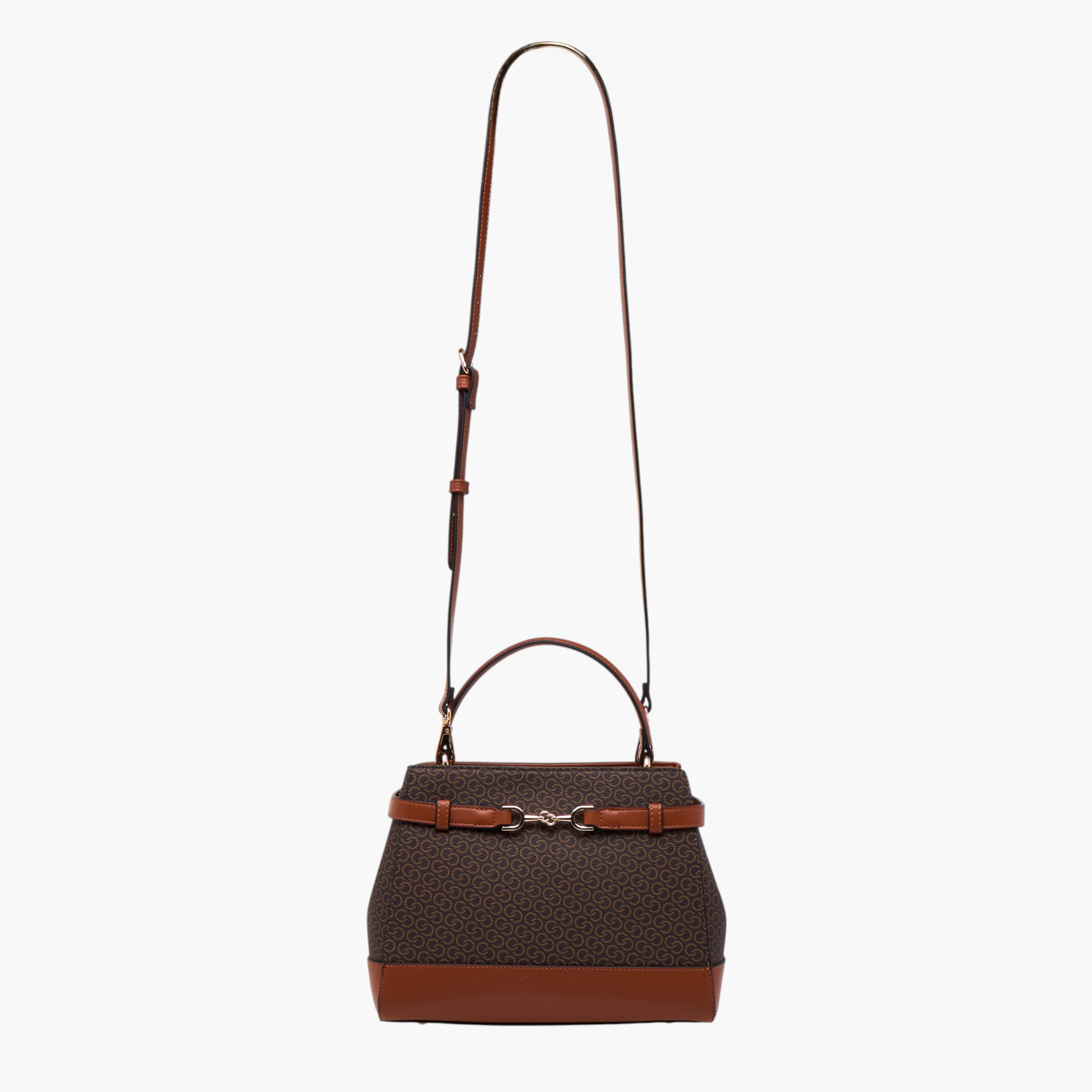 Celeste Monogram Print Shoulder Bag with Detachable Strap and Flap Closure-women-bagsandwallets-handbags-image-4