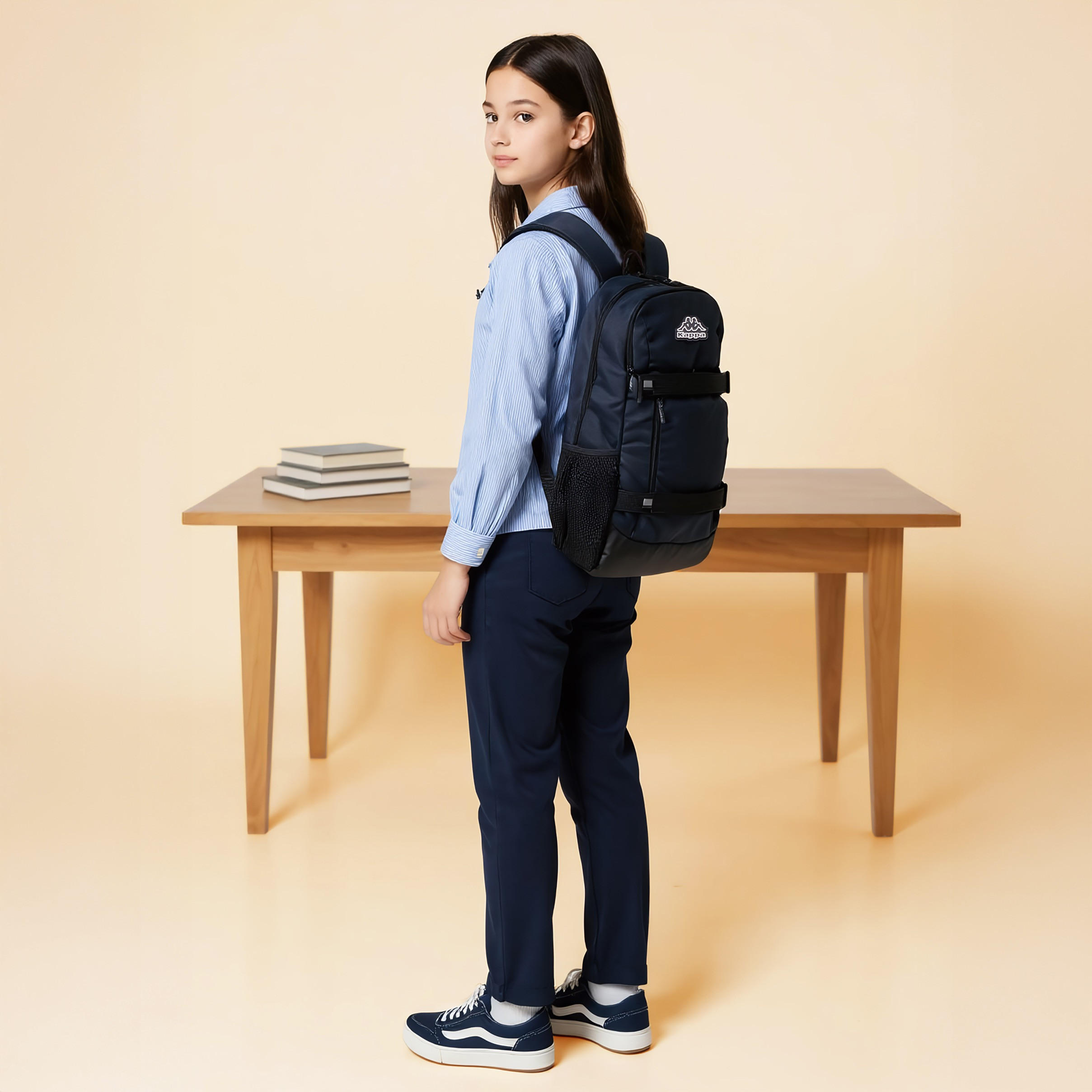 Kappa Solid School Backpack with Adjustable Straps and Zip Closure - 14x30x46 cm-school-bagsandbackpacks-backpacks-image-2